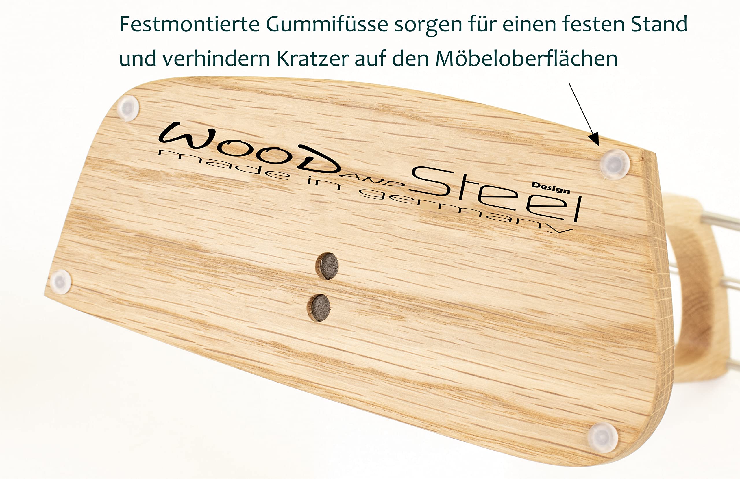 Wood and Steel Design Schmuckbaum – Schmuckhalter für Ketten, Ohrringe und Armbänder – Eichenholz Massiv Natur Geölt – Handmade in Germany