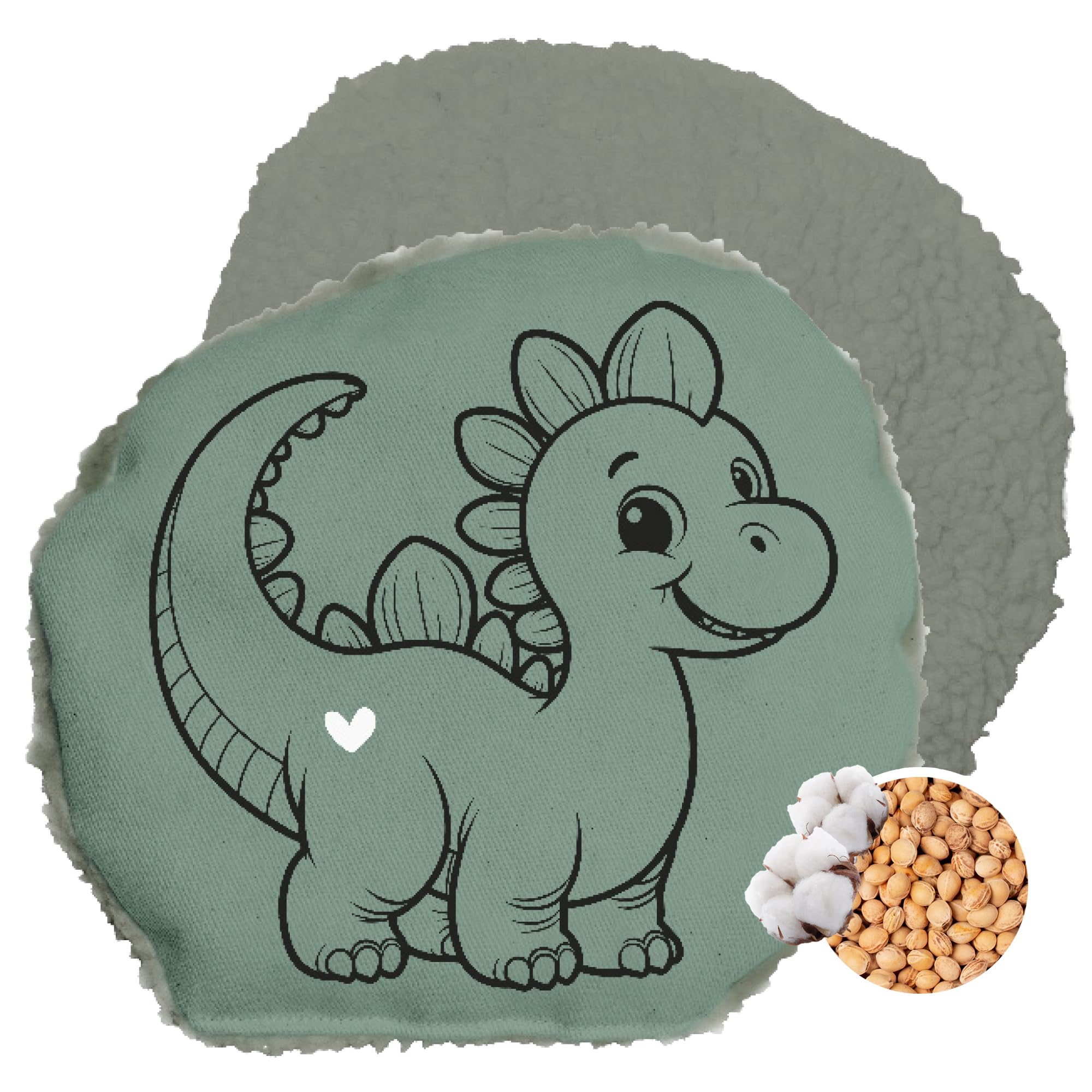 HERBALIND Kinderset 2x Kirschkernkissen für Kinder und Babys Dino & Schaf - 100% Baumwolle Plüsch Wärmekissen, wärmende Kissen 19x19 cm als Wärmflasche mit Kirschkernen