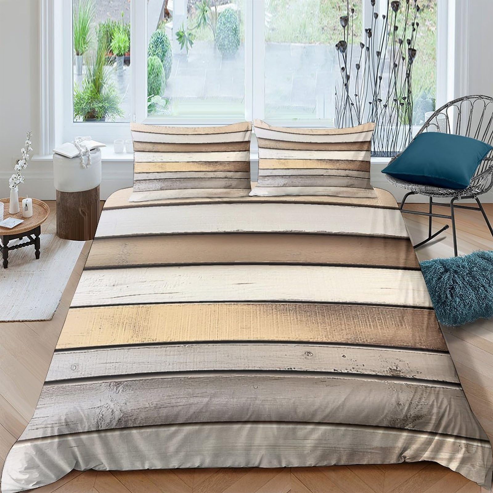 Ctjqhvkz Style-1 3D Printed Rustic Wood Plank Fitted Sheet Microfiber Soft Breathable Vintage Timber Bed Cover For Bedroom Guest Room Decor Single（135X200cm）