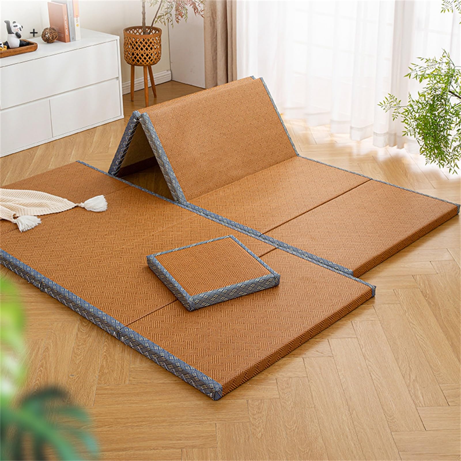 Colchón de futón japonés para suelo, plegable, enrollable, para dormitorios pequeños, parejas y noches de cine familiares, cómoda cama tatami para uso doméstico