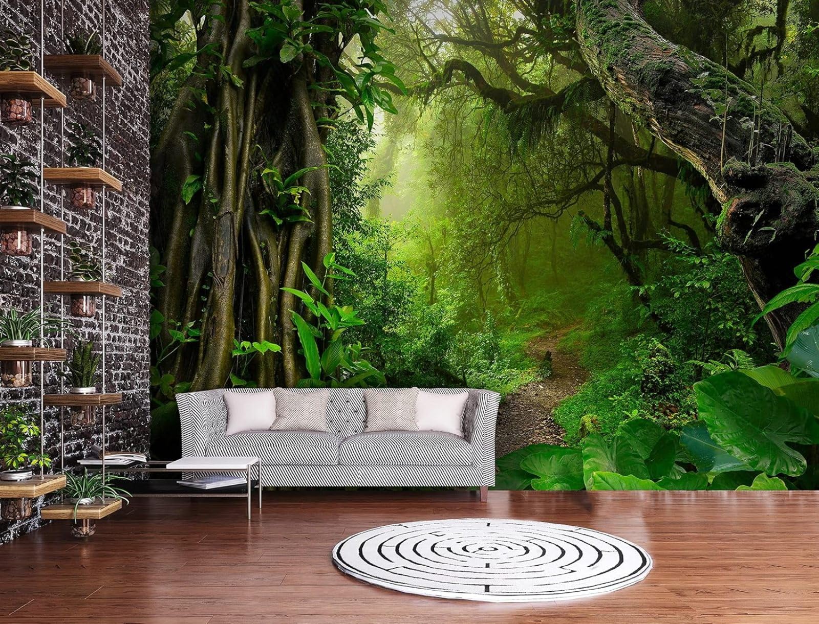Kfjhgbdshhj 3D Mural Photo Mural-Wallpaper Forest Trees Jungle Plants Rainforest - For Living Room Bedroom - 3D Effect,150Cmx105cm Poster - Wall Sticker - Frameless Picture