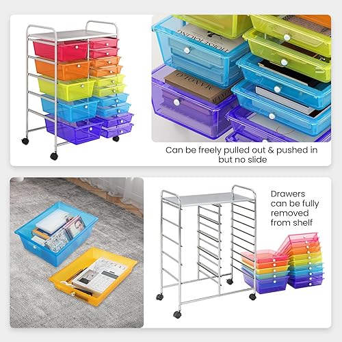 Vista 108 de Carro de almacenaje, de Giantex, con ruedas, para oficina, para guardar papeles, transparente, Transparente