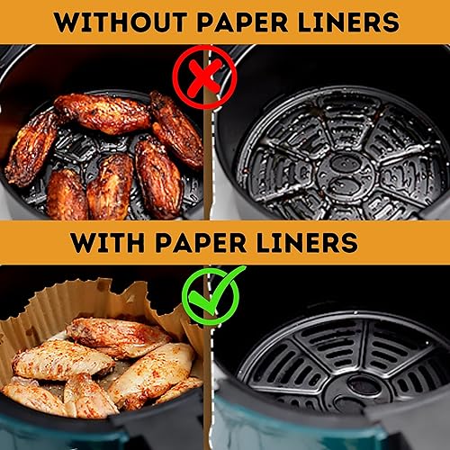 Miniatura 2 de Raytrade 100 forros para freidora de aire con pinza de madera, revestimientos desechables de papel para freidora de aire de 6.3 pulgadas,