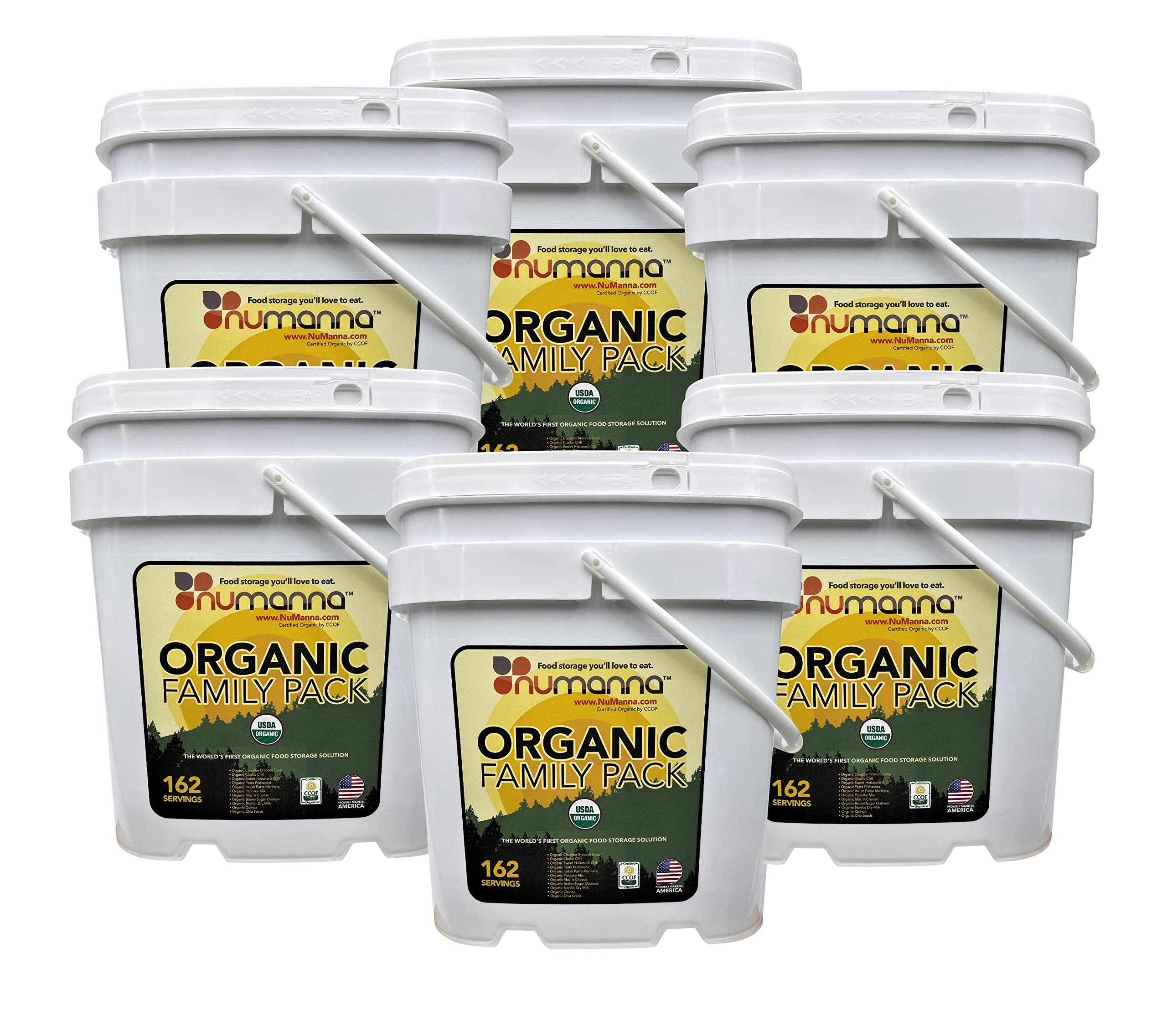 Numanna Organic Family Pack Emergency Food Supply 972 Servings 6-Months Meal Kit | Premade Ready to Eat Meals | 25-Year Shelf Life Survival Food for Camping, Adventure & Daily Use | Made in USA