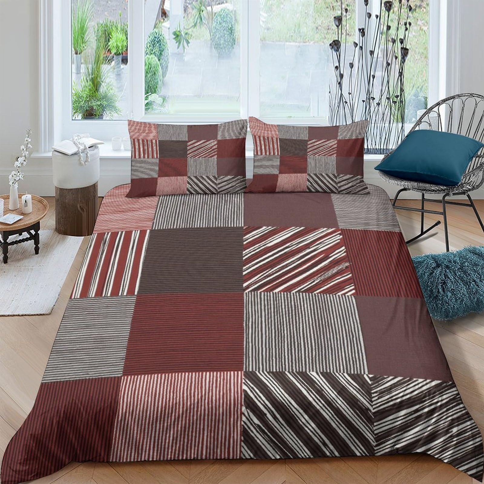 Ctjqhvkz Style-10 3D Printed Patchwork Geometric Fitted Sheet Microfiber Anti-Slip Striped Bed Cover For Bedroom Dorm Mattress Decor Single（135X200cm）