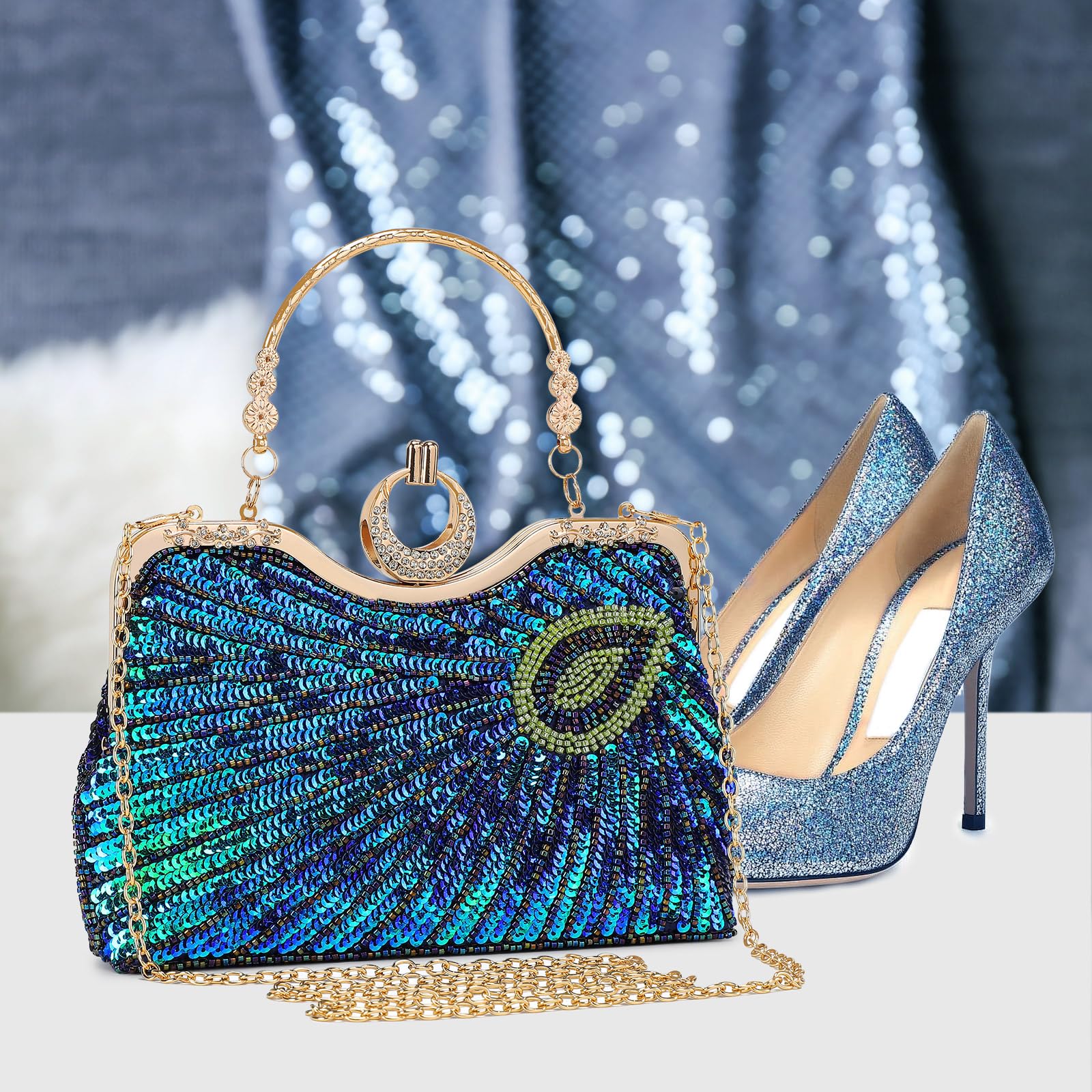 BAIGIO Borsa da sera con paillettes da donna