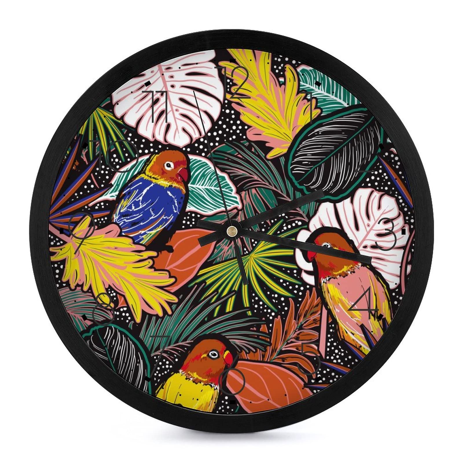 Pendule murale moderne oiseau coloré horloge silencieuse 25.4cm