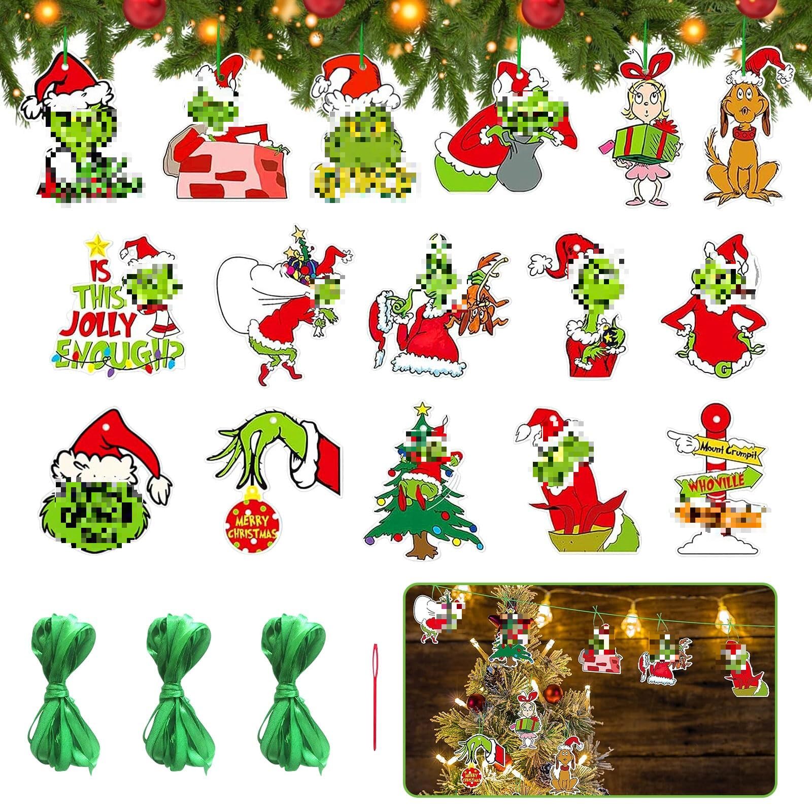 TZQFROCE 32 Adornos para árbol de Navidad de, Papel Decorativo para Navidad, Adornos Colgantes para Navidad, Fiestas, Paquetes de Regalo