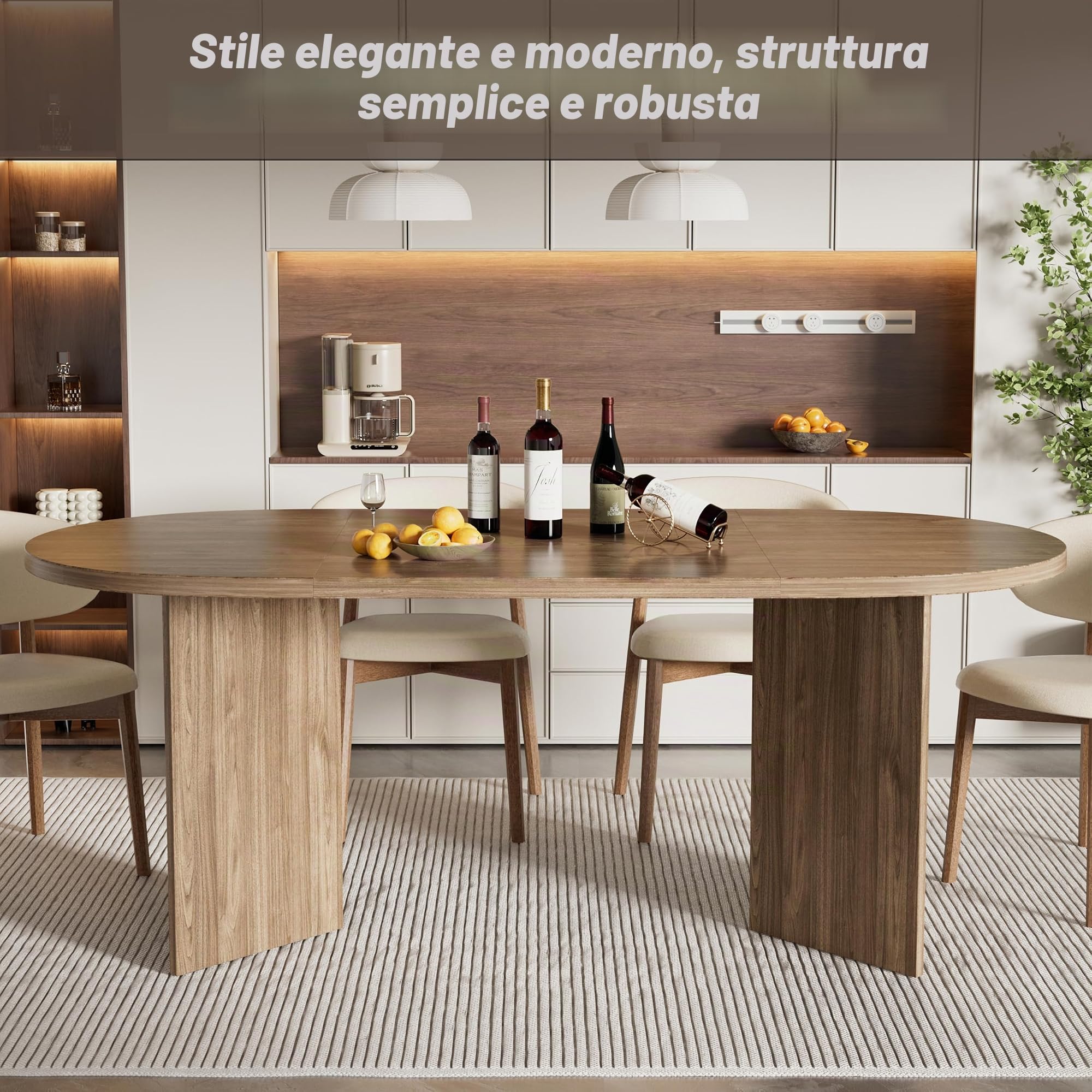 MSFE Tavolo Ovale da Pranzo per 6-10 Persone, Tavolos in legno per Cucina di Casa Soggiorno, Tavolo da Pranzo Marrone, Tavoli moderno per Tempo Libero, 190x90x76cm