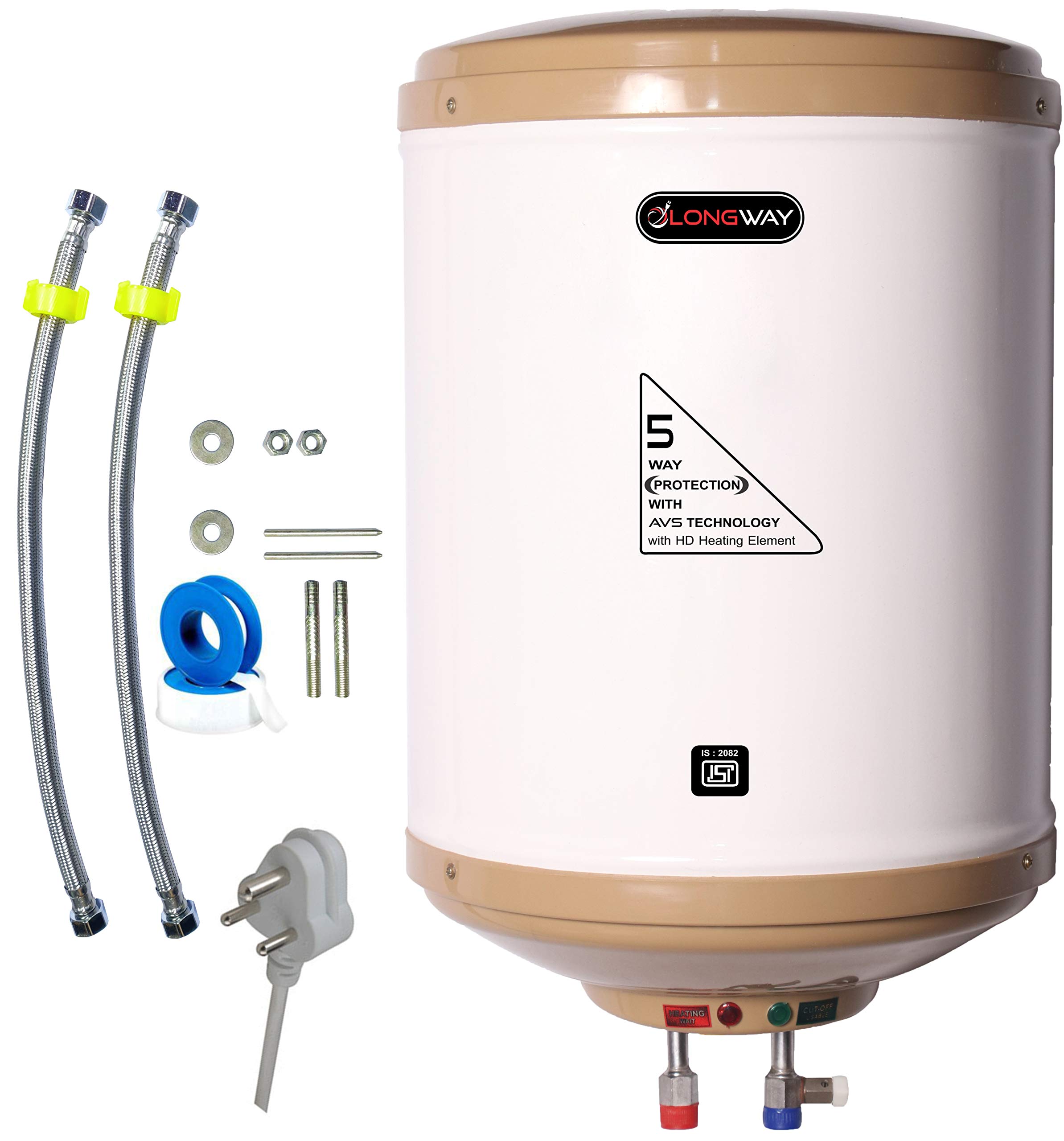 Buy Longway Superb 6 LTR with Free Installation Kit Automatic Instant Water  Heater with Multiple Safety System u0026 Anti-Rust Coating 5 Star Rated (Ivory,  6 LTR, Pack of 1) Online at Low