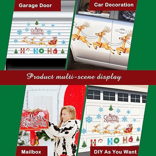 Vista 19 de Ferraycle Decoración magnética para puerta de garaje, decoración de puerta de garaje de Navidad, calcomanías para el refrigerador, calcomanías