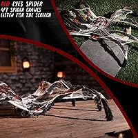 Vista 3 de Decoración de araña animatrónica de Halloween de 4 pies, araña animada para caminar de 48 pulgadas con sonido y luz activada, movimiento aterrador
