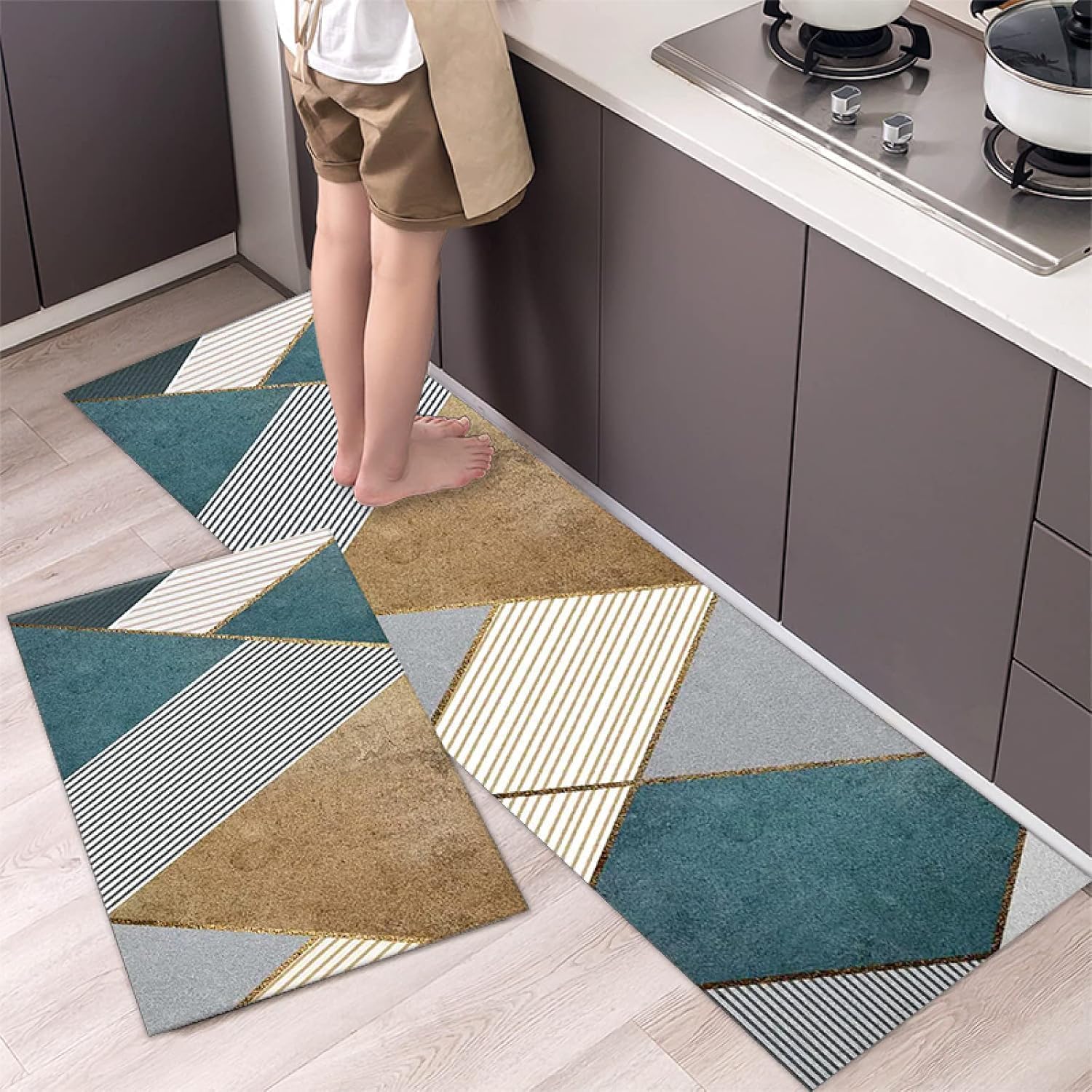 LADILA 2 Piece Kitchen Mats, Waterproof Memory Foam Kitchen Rugs, Standing Desk Mat Floor Mats, Comfort Runner Rug Carpets for Kitchen Floor, Waterproof Comfort Standing Mat (D - 14) — Amazon image 6