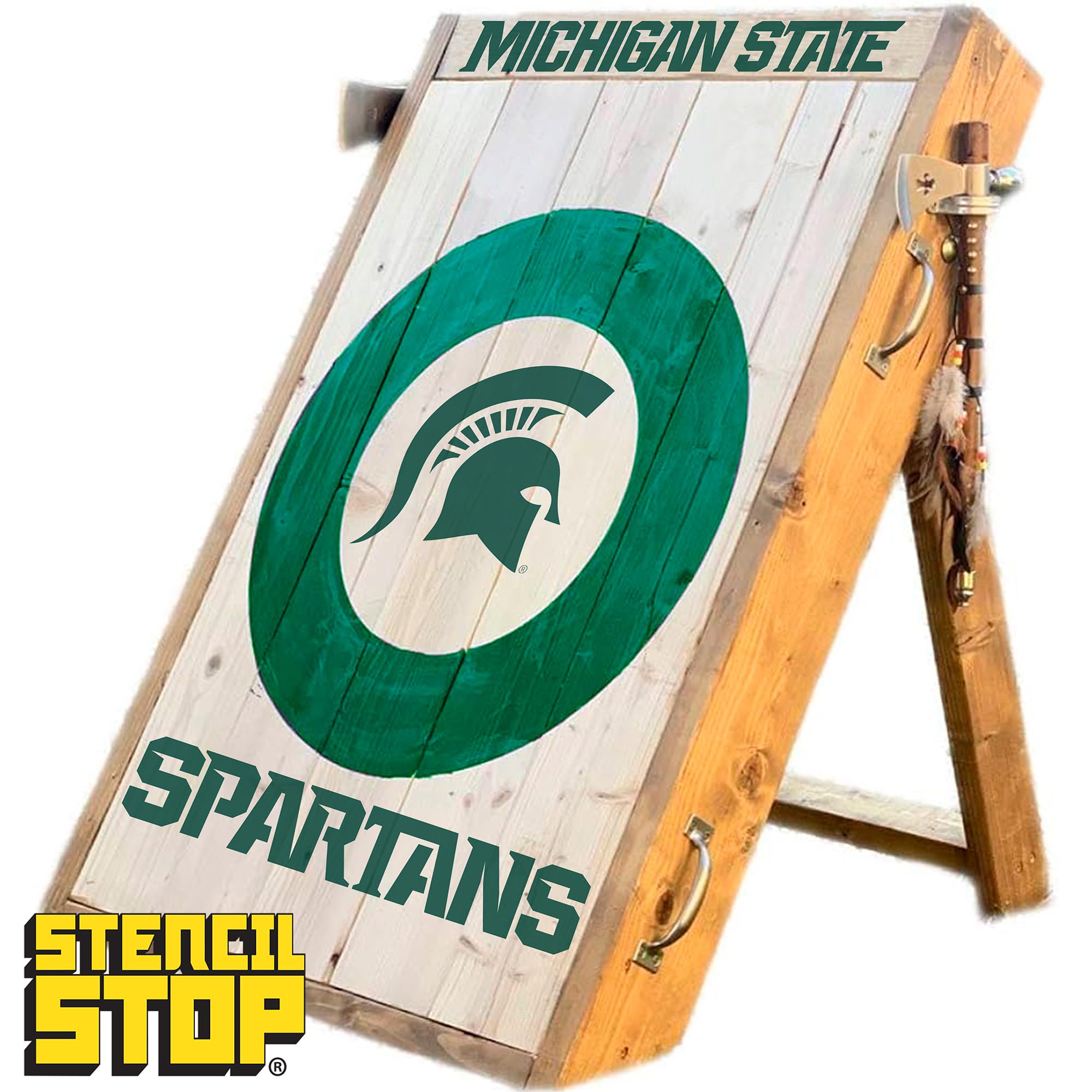 Michigan State - szablon tekstowy Spartan, oficjalnie licencjonowany projekt do majsterkowania, dziury kukurydzy, trawników, ścian, tworzywo sztuczne 14 milionów mylarów (45,7 cm)