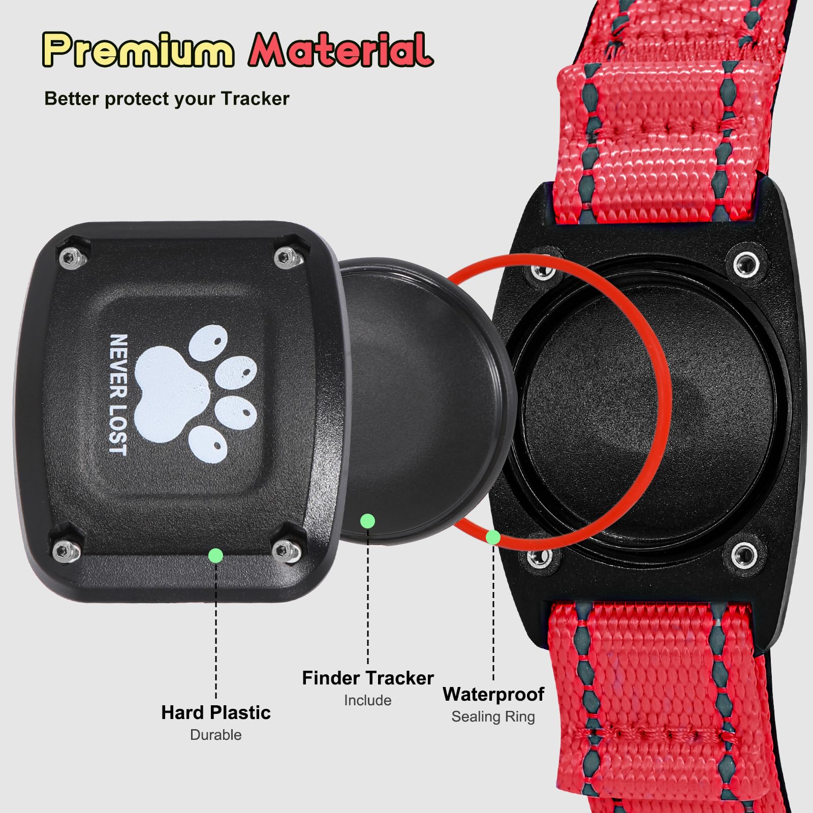 GPS Dog Collar Tracker 2-in-1,Reflective Waterproof Pet Collar,iOS-Only,No Monthly Fees,Unlimited Range,Ideal for Dog Tracking pet Tracker,for Small Dogs(S (12.6"-16.5" Width:0.78"), Red) - image 6