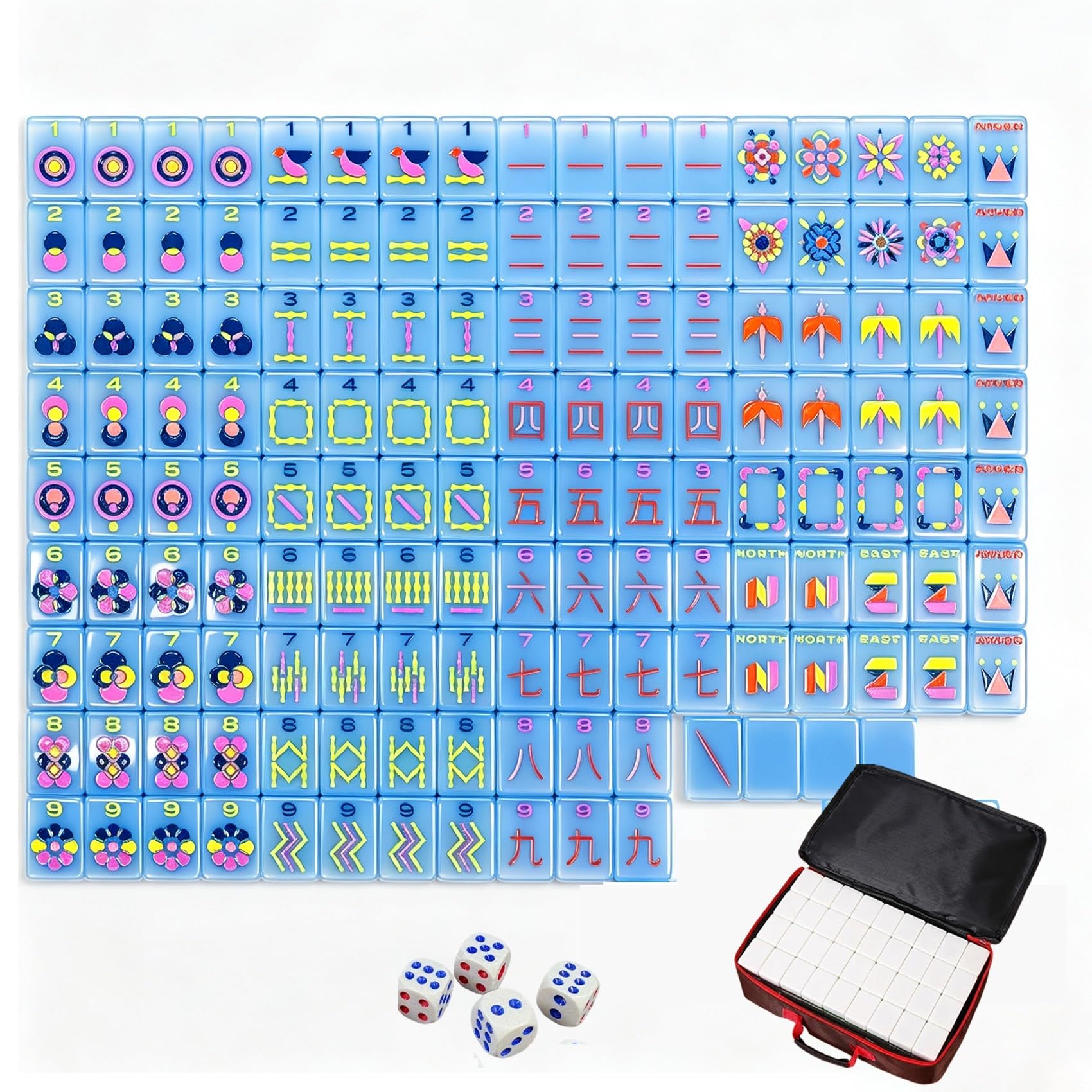 Set Mahjong, set di 160 piastrelle Mahjong americane in acrilico a 4 strati