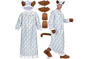 4 Pieces Halloween Granny Wolf Costume Set with Tail, Wolf Claws Gloves,...