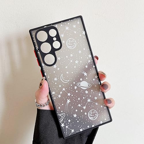 ZTOFERA Funda protectora para Samsung Galaxy S22 Ultra 5G, diseño de estrella planetaria, translúcida, esmerilada, parte trasera de policarbonato