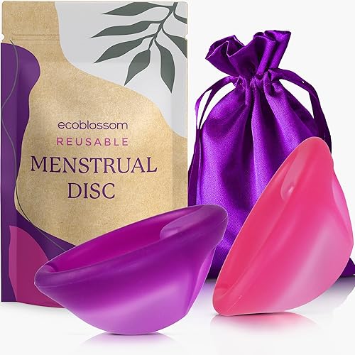 Ecoblossom Disco menstrual reutilizable – Copa menstrual – Disco de período suave para mujeres diseñado con pestaña, taza de silicona de grado