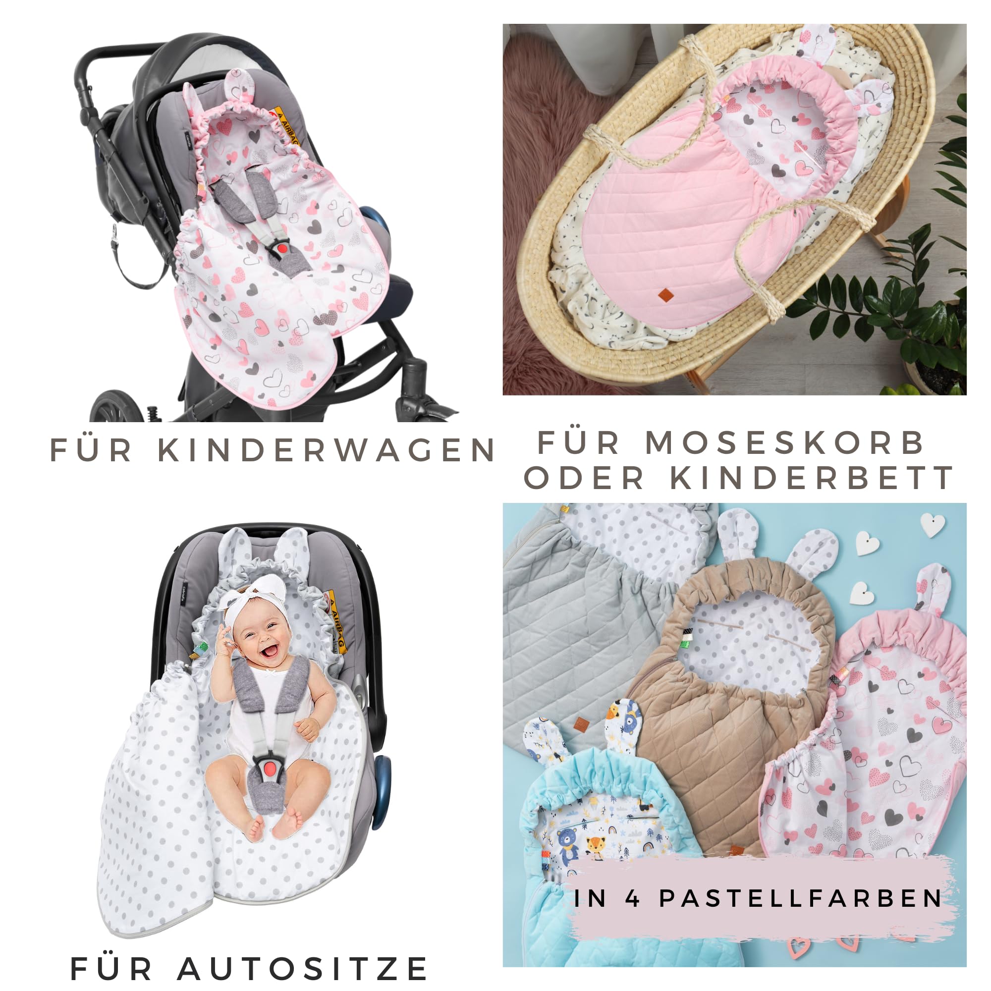 Mikos Coprigambe per ovetto, in tessuto di velluto con tessuto di cotone per seggiolino auto, coperta per passeggini, ad esempio Maxi Cosi (grigio)
