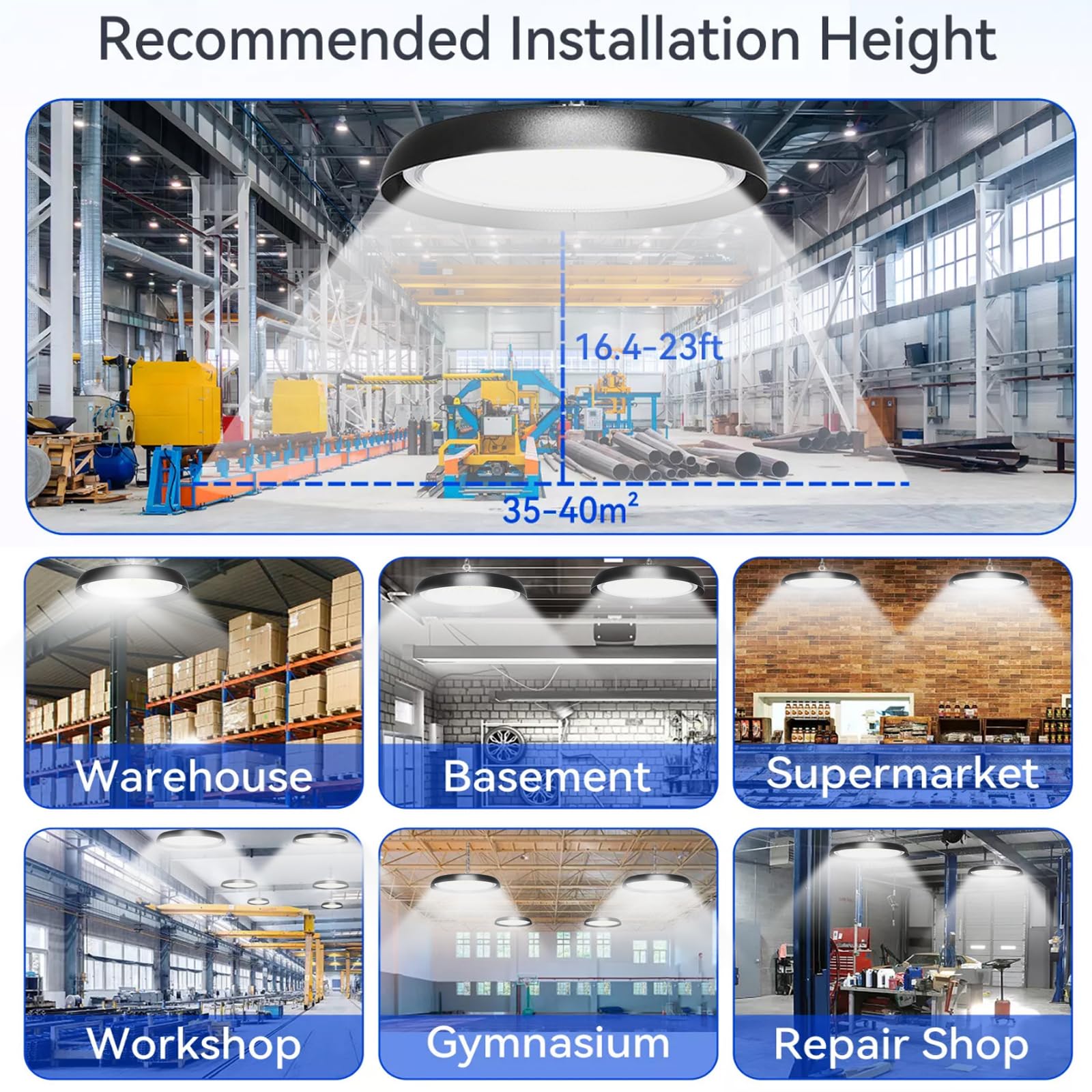 8Pack 200W UFO LED High Bay Light 30000lm 6000K Daylight 2000W Equivalent with 59inch US Plug Cable Garage — view 9