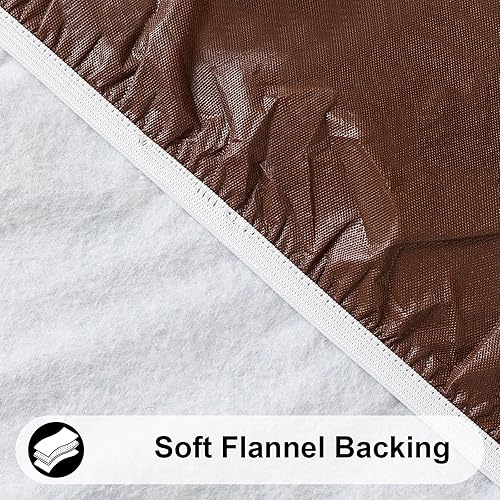 Miniatura 5 de Smiry Mantel redondo para mesa redonda, manteles de vinilo elásticos con parte trasera de franela para mesas redondas de 57 a 68 pulgadas, fundas de