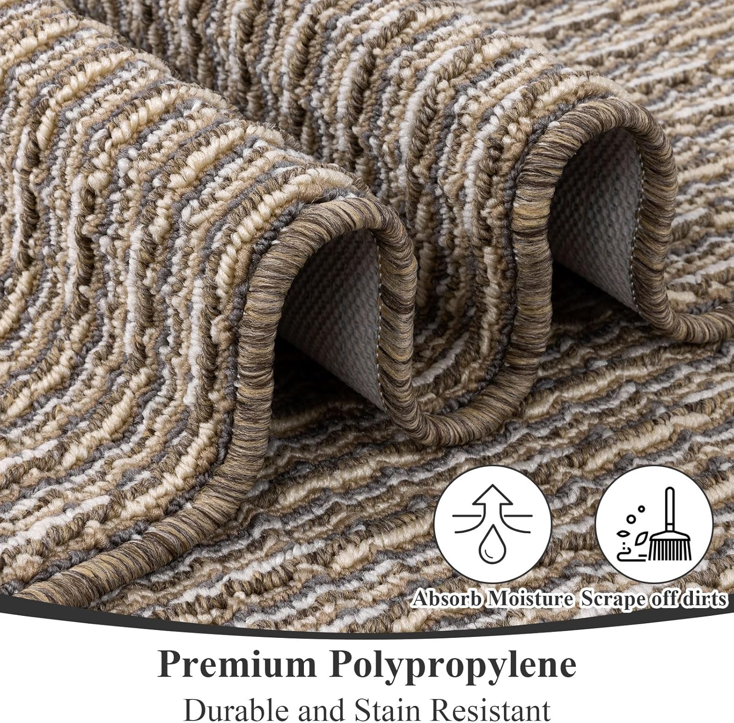 SHACOS Runner Rugs for Hallway 20"x59" Rubber Backed Non Slip Kitchen Runner Rug Floor Mat, Stain Resistant Entryway Rugs Indoor Carpet Runners for Bathroom Laundry Living Room, Beige