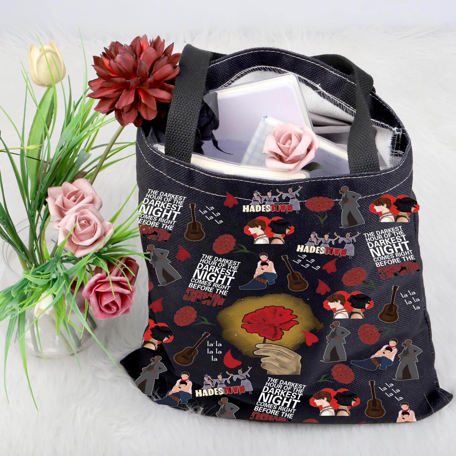 FEELMEM H Musical Tote Bag The Darkest Hour Of The Darkest Night Comes Right Before The Dawn Shoulder Bag - Image 3