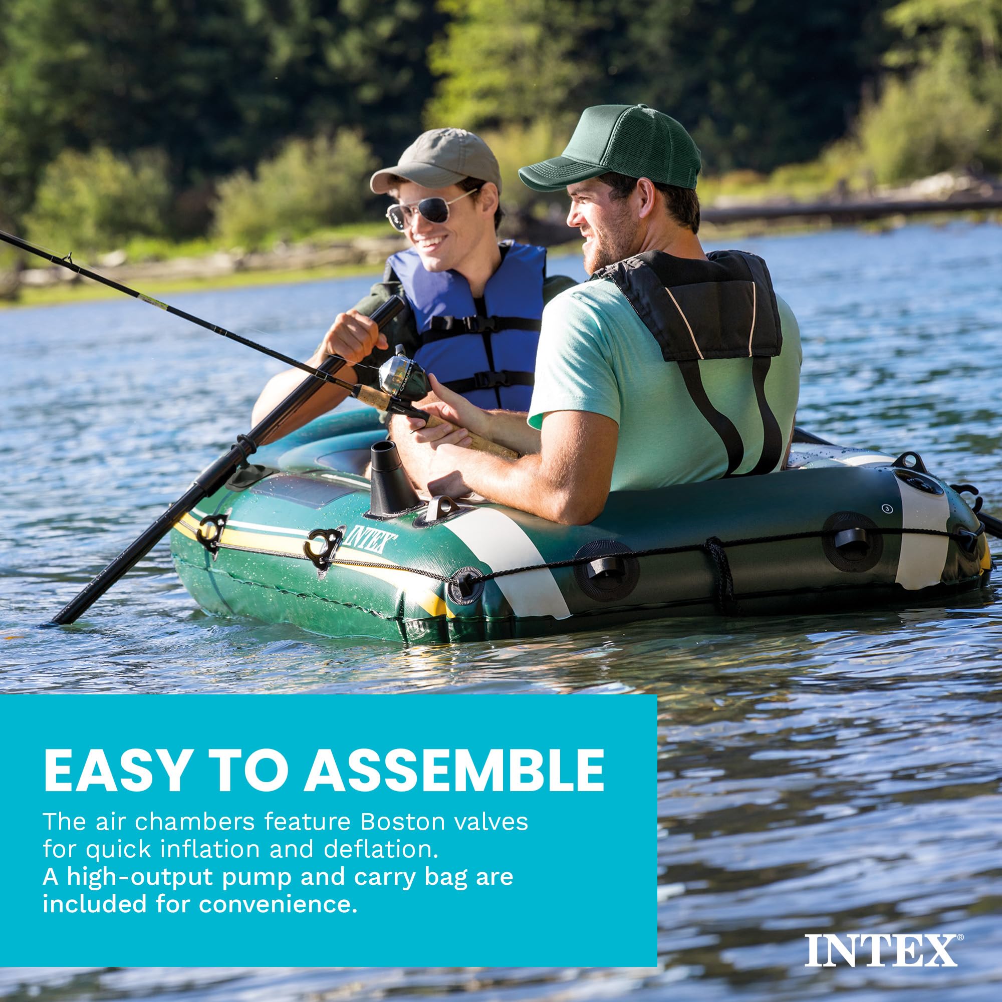 INTEX Bateau gonflable Seahawk 2 Vert et Jaune 236cm x 114cm x 41cm