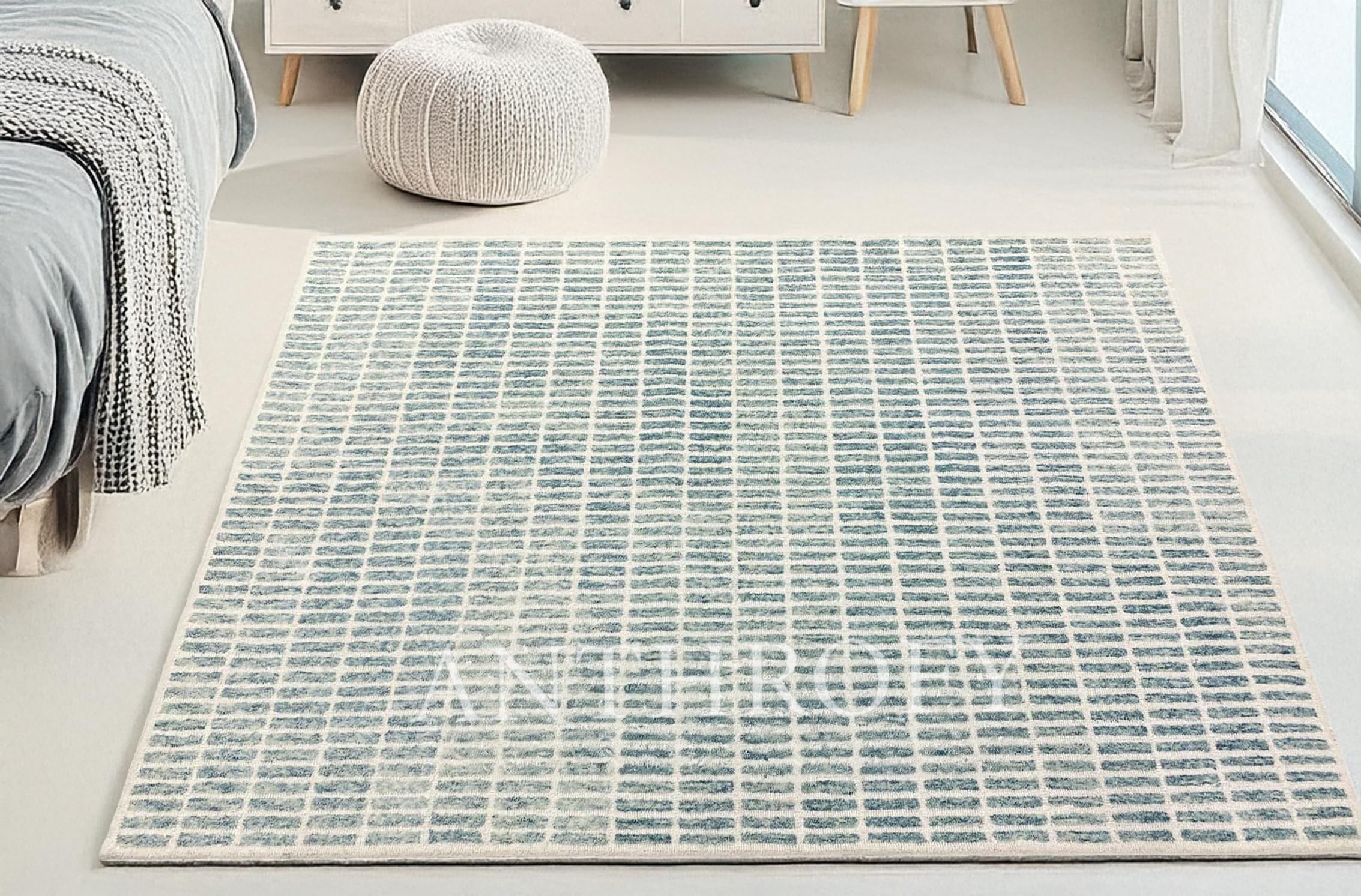 Anthrofy Traditional Capitola Wool Area Rugs Durable - 100% Wool, Hand Tufted - Living Room, Dining Room, Bedroom, & Entryway Area Rugs - 4’ x 6’ -