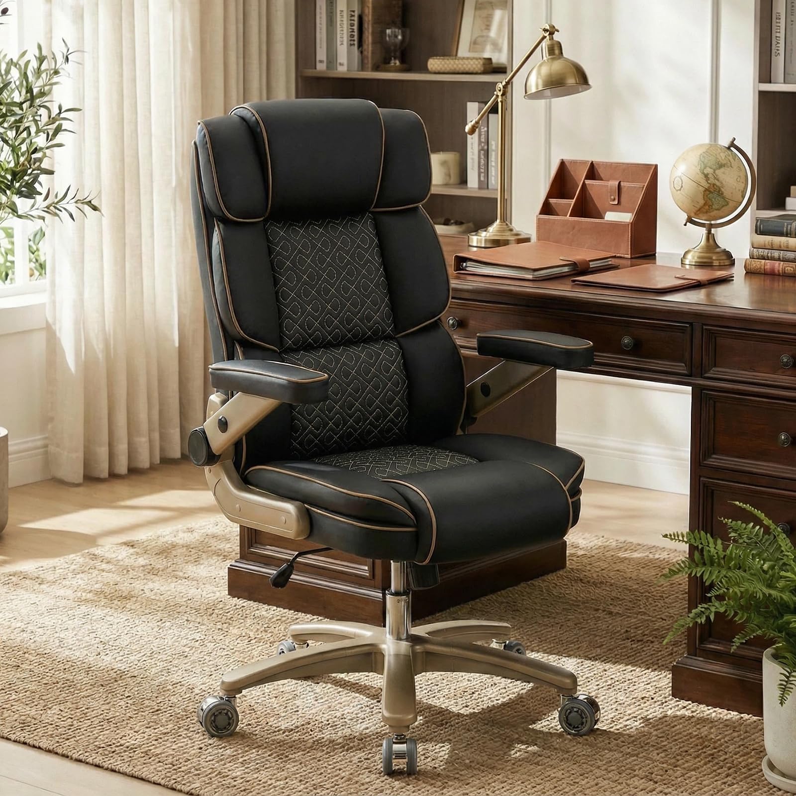 Big and Tall Office Chair 500lbs Heavy Duty Leather Chair with 5D Armrests Comfortable Seat High Back Executive