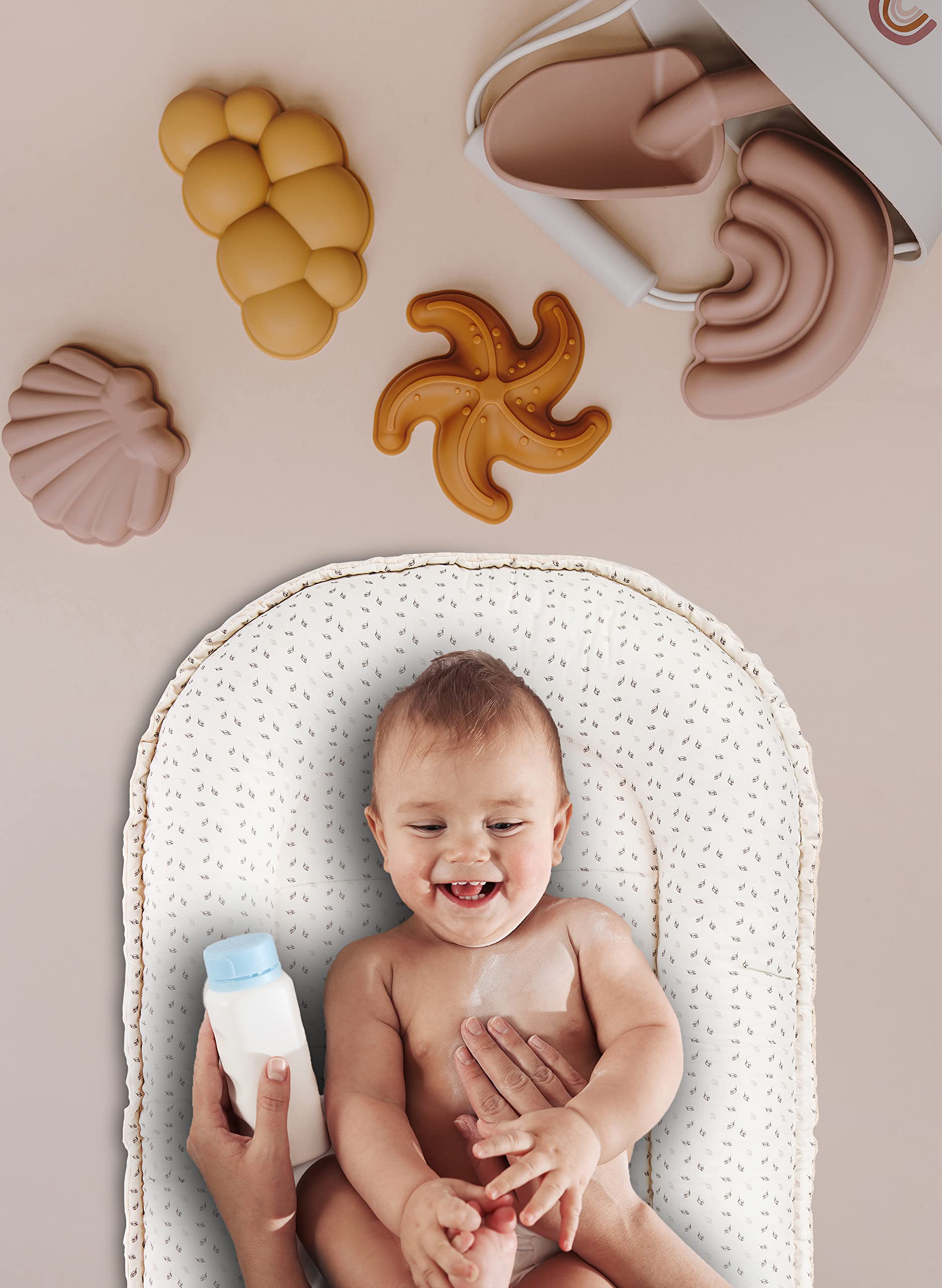 PIMKO Minky réducteur de Lit bébé 2 côtés bébé Cocon Baby Nest Nourrissons cocons pour lit pour Nouveau-né Nid de bébé Beige Minky