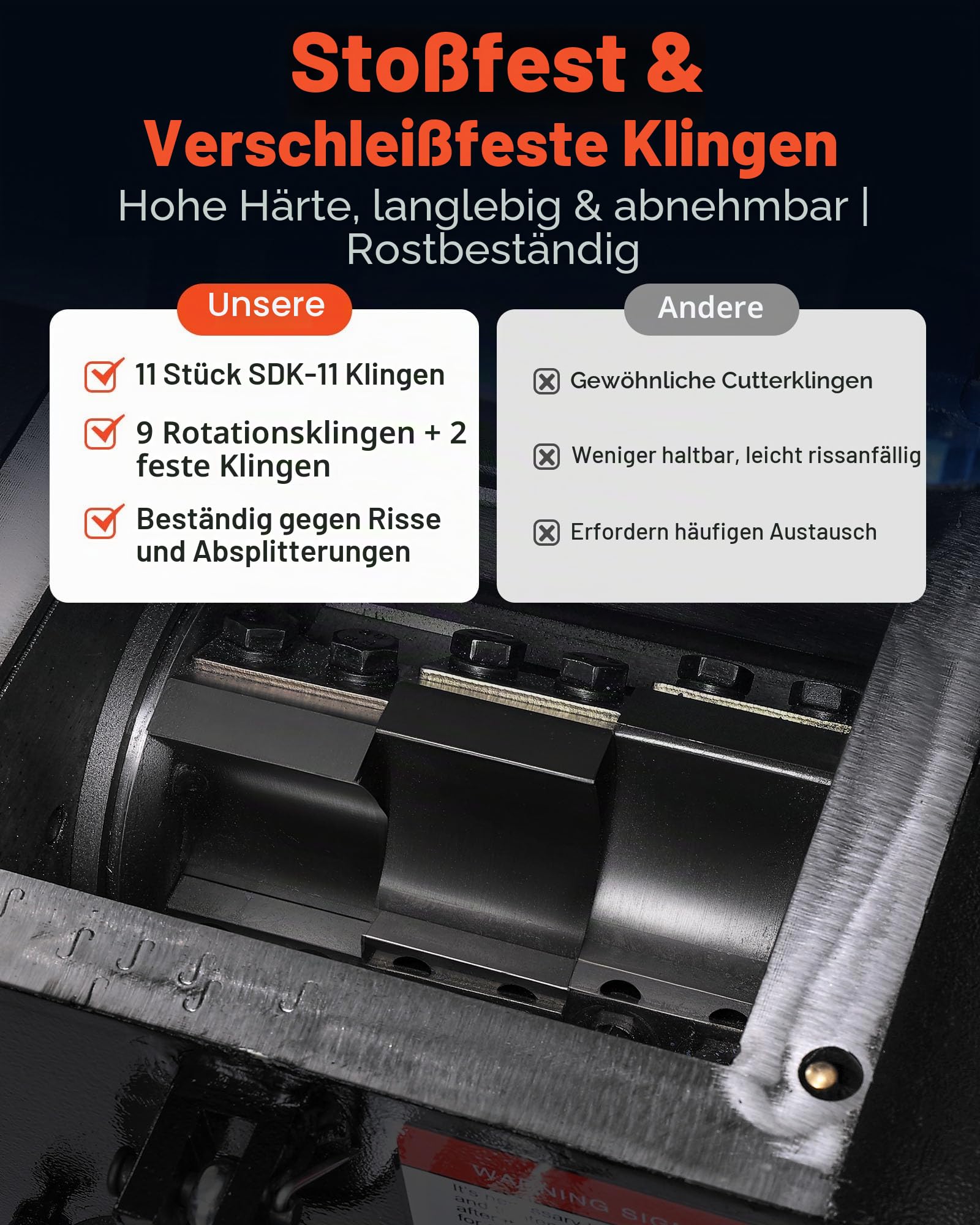 VEVOR Kunststoff-Schredder-Zerkleinerer, 2,2 kW, Granulator für Kunststoff, 100–150 kg/h Kapazität, mit Rädern, SDK-11-Klinge & 6 mm Maschenweite für PVC, ABS, PTFE(380V, 50 Hz 3-phasig)