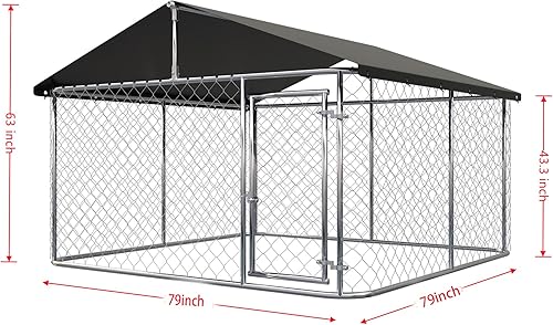 Miniatura 5 de Corral para Perros al Aire Libre, Jaula Resistente para Perros, Casa de Malla para Mascotas, Jaula Grande para Perros, Cerca de Acero con Cerradura