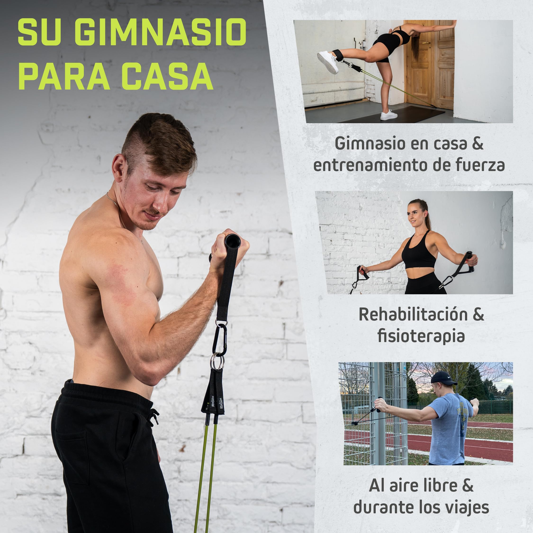 Wild Instincts® Set de Bandas de Resistencia para tu Gym en Casa/Banda Elástica Fitness con Asas para el Entrenamiento con Pesas/Bandas Elásticas Musculación/Gomas Elásticas Musculacion