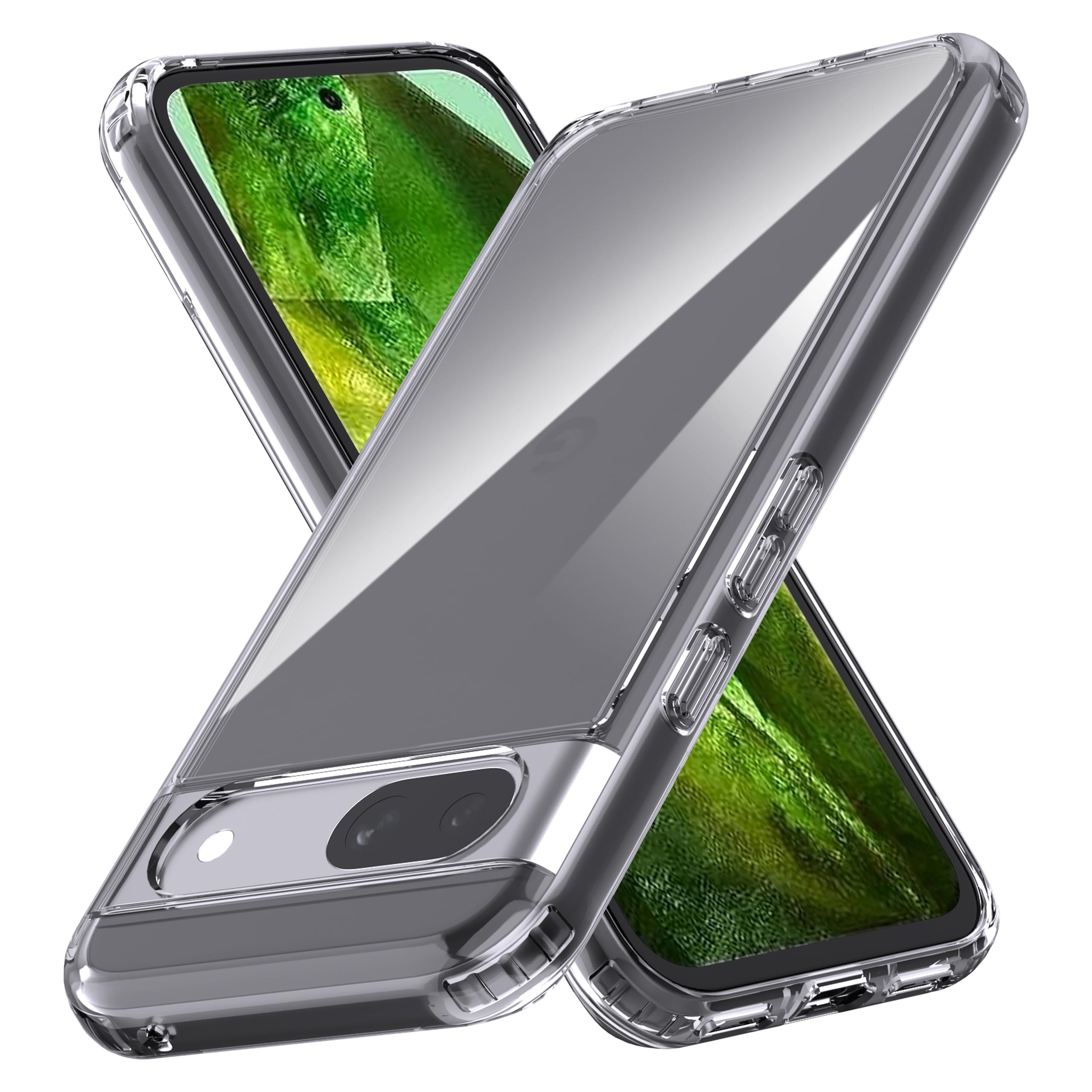 Case for Google Pixel 8a TPU and Clear PC Hybrid Hard Acrylic Slim Phone Case Clear Ultra Crystal Transparent Protective Back Cover Flexible Bumper Silicone CaseShock Absorption