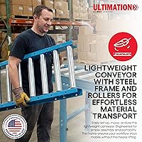 Vista 2 de Transportador por gravedad ligero con rodillos de acero galvanizado de 1.5 pulgadas de diámetro, 12 pulgadas de ancho, marco de acero de 3 pies