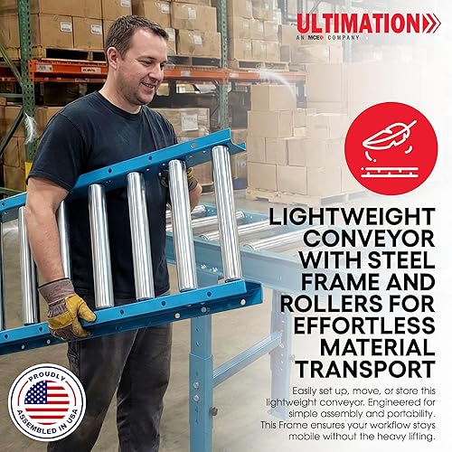 Miniatura 2 de Transportador por gravedad ligero con rodillos de acero galvanizado de 1.5 pulgadas de diámetro, 12 pulgadas de ancho, marco de acero de 3 pies