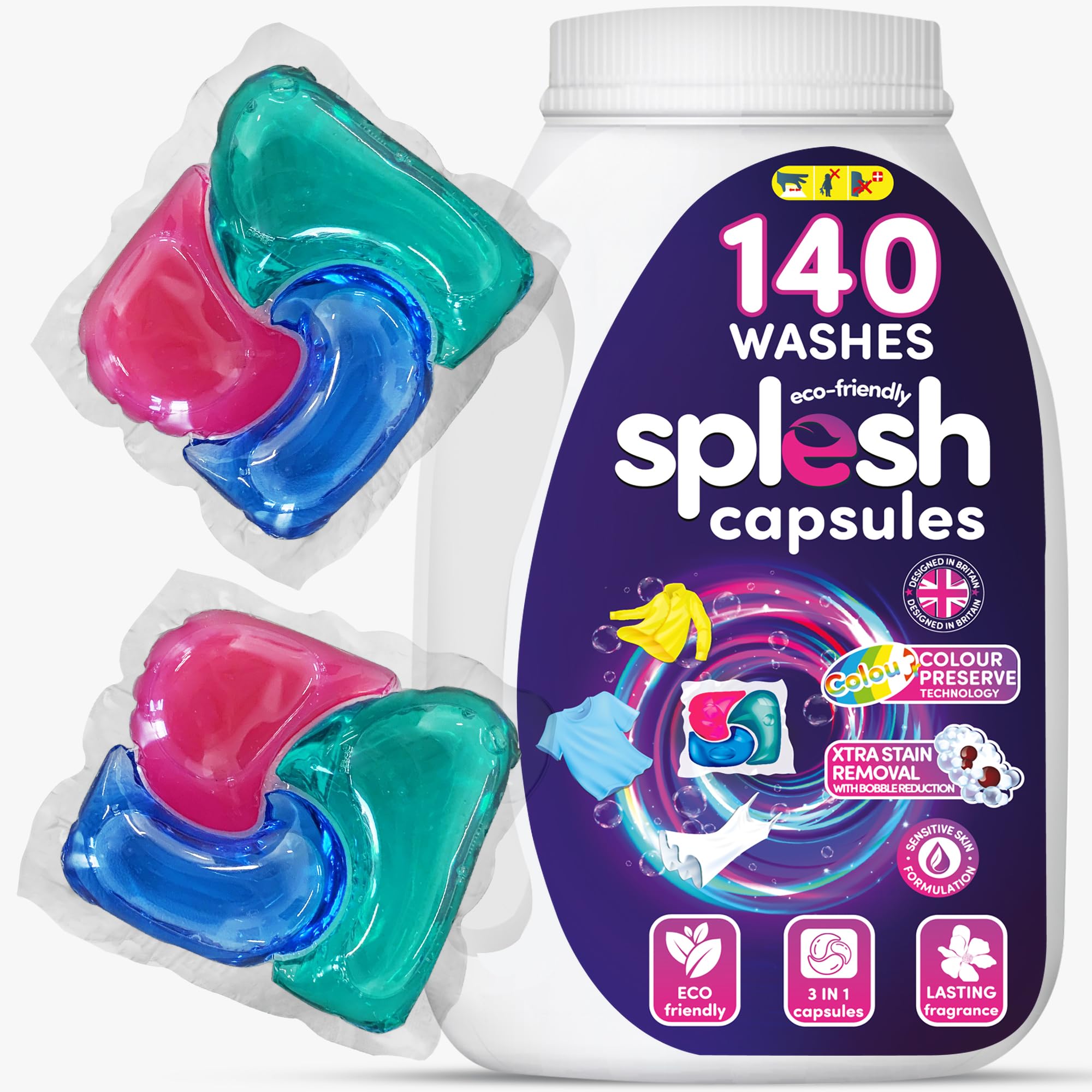 Sponsored Ad – Splesh 3 in 1 Liquid Washing Pods, Laundry Detergent Capsules For Sensitive Skin – 140 Washes, Colour Preserve Technology, Xtra Stain Removal Laundry Pods With Integrated Fabric Softener