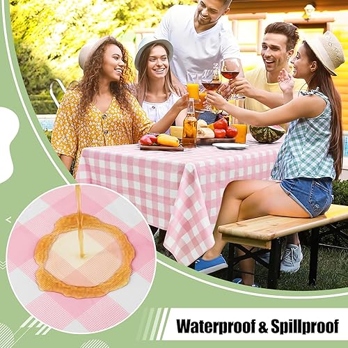 Vista 11 de misaya Paquete de 4 manteles desechables de búfalo, mantel de plástico impermeable de 54 x 108 pulgadas, manteles rectangulares a cuadros caqui