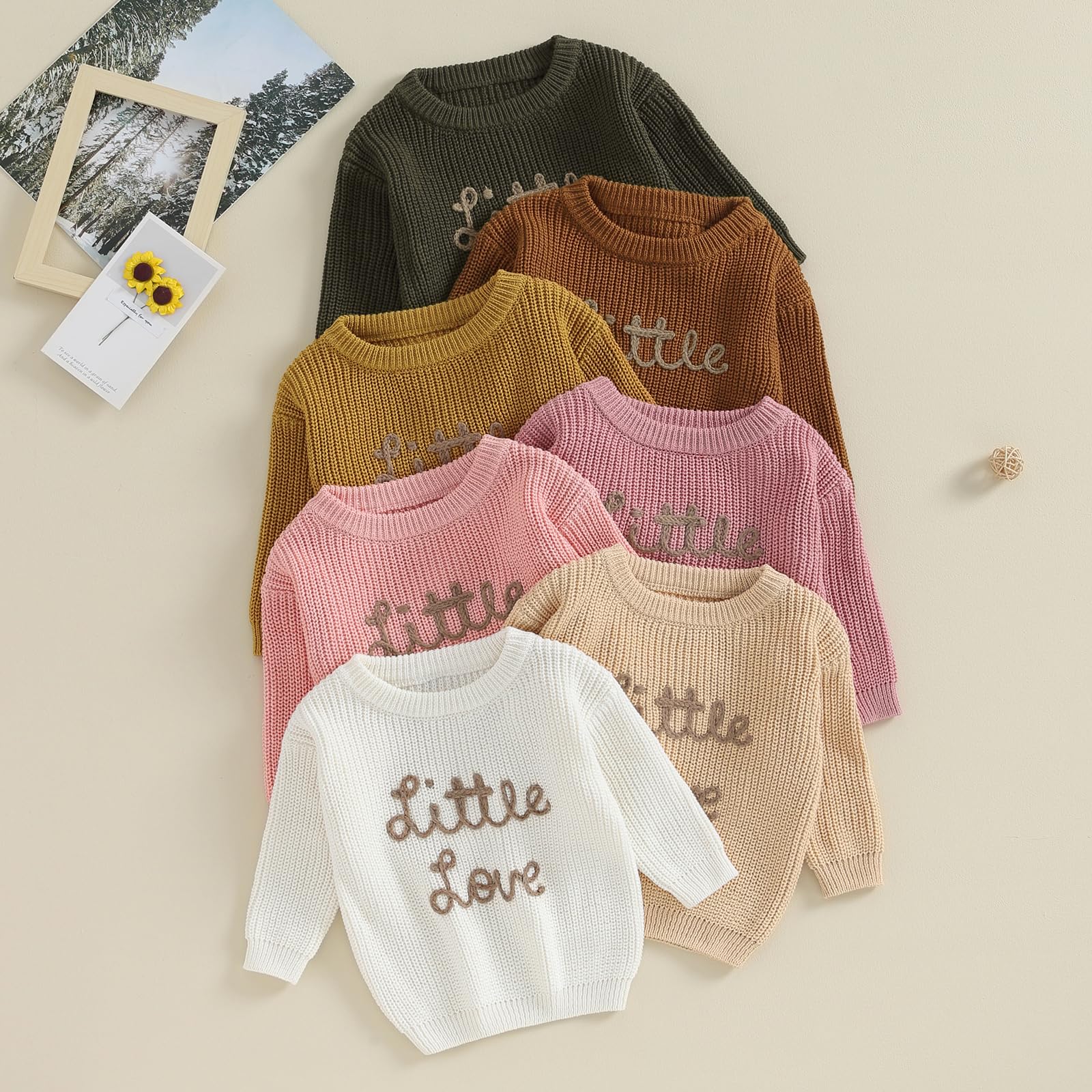 Baby Girl Knit Sweater Valentine 's Day Love Letter Embroidery Oversized Sweatshirt Pullover Toddler Spring Clothes (White, 3-6 Months)
