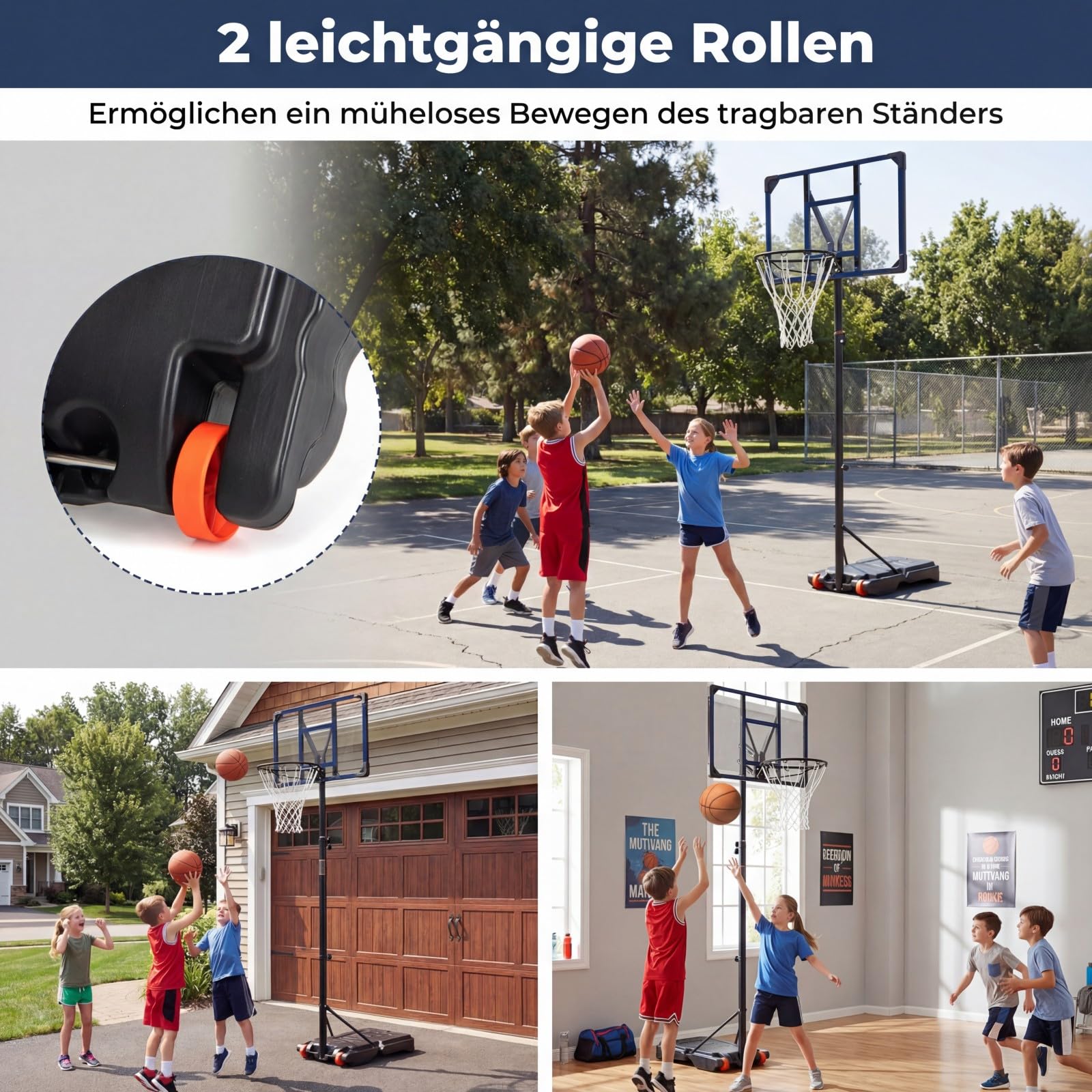COSTWAY Basketballkorb Outdoor höhenverstellbar 155-210cm/170-230cm Mobile Basketballanlage mit Rollen