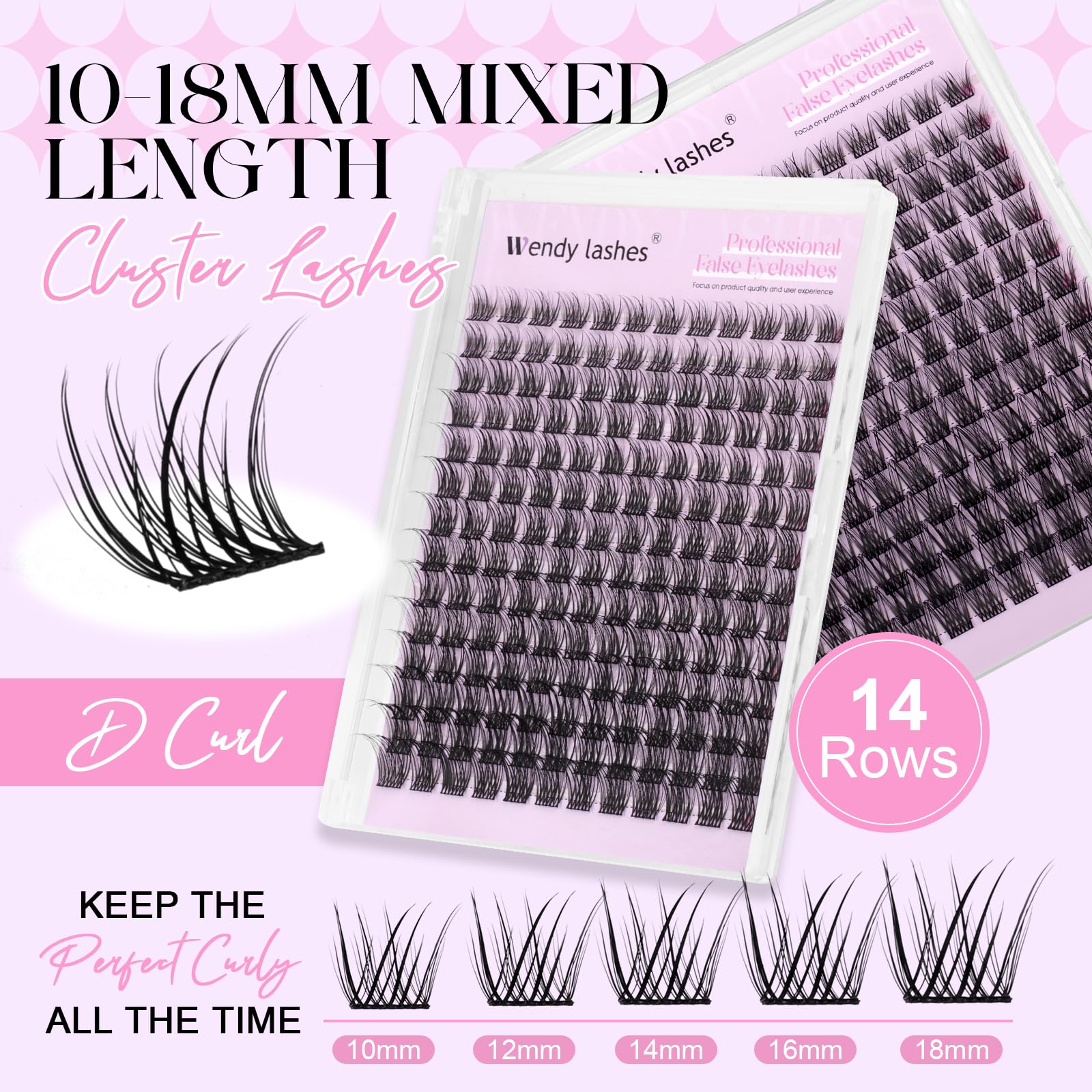 Cluster Lashes D Curl Individual Eyelashes Natural YM15-10-18mm Mixed Wispy Lash Clusters Reusable DIY Lash Extension at Home(FKDP-lash-YM15-D) - Image 2