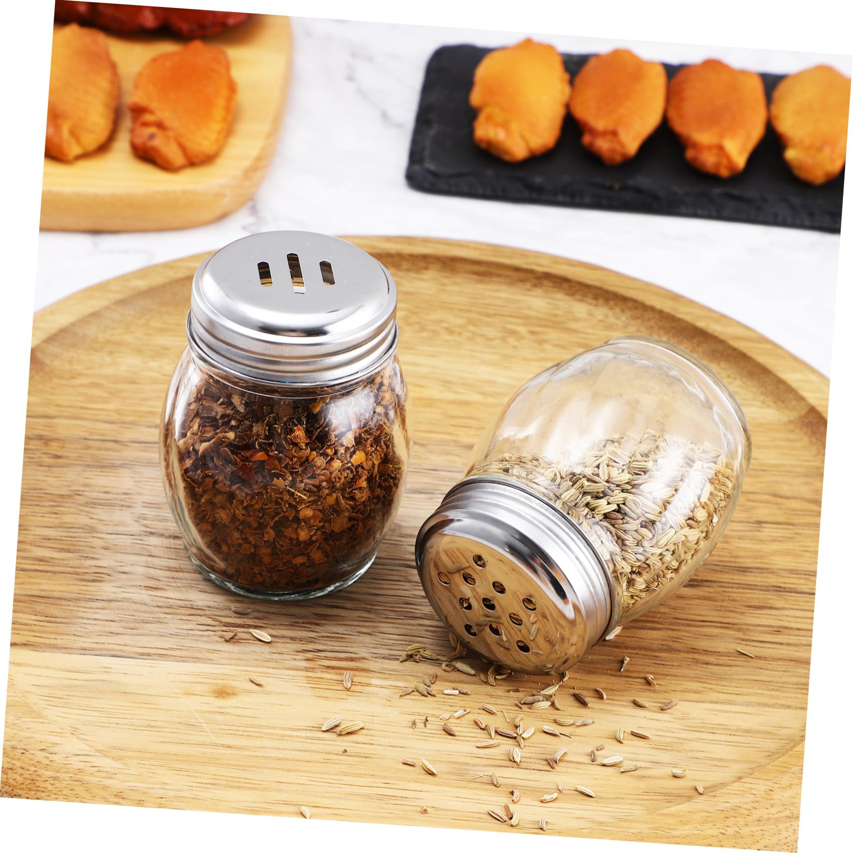 LABRIMP 10 piezas Botes de Especias de Vidrio para Cocinar Saleros y Pimenteros con Tapa Frascos Portátiles para Sazonar Cocina Camping y Barbacoas