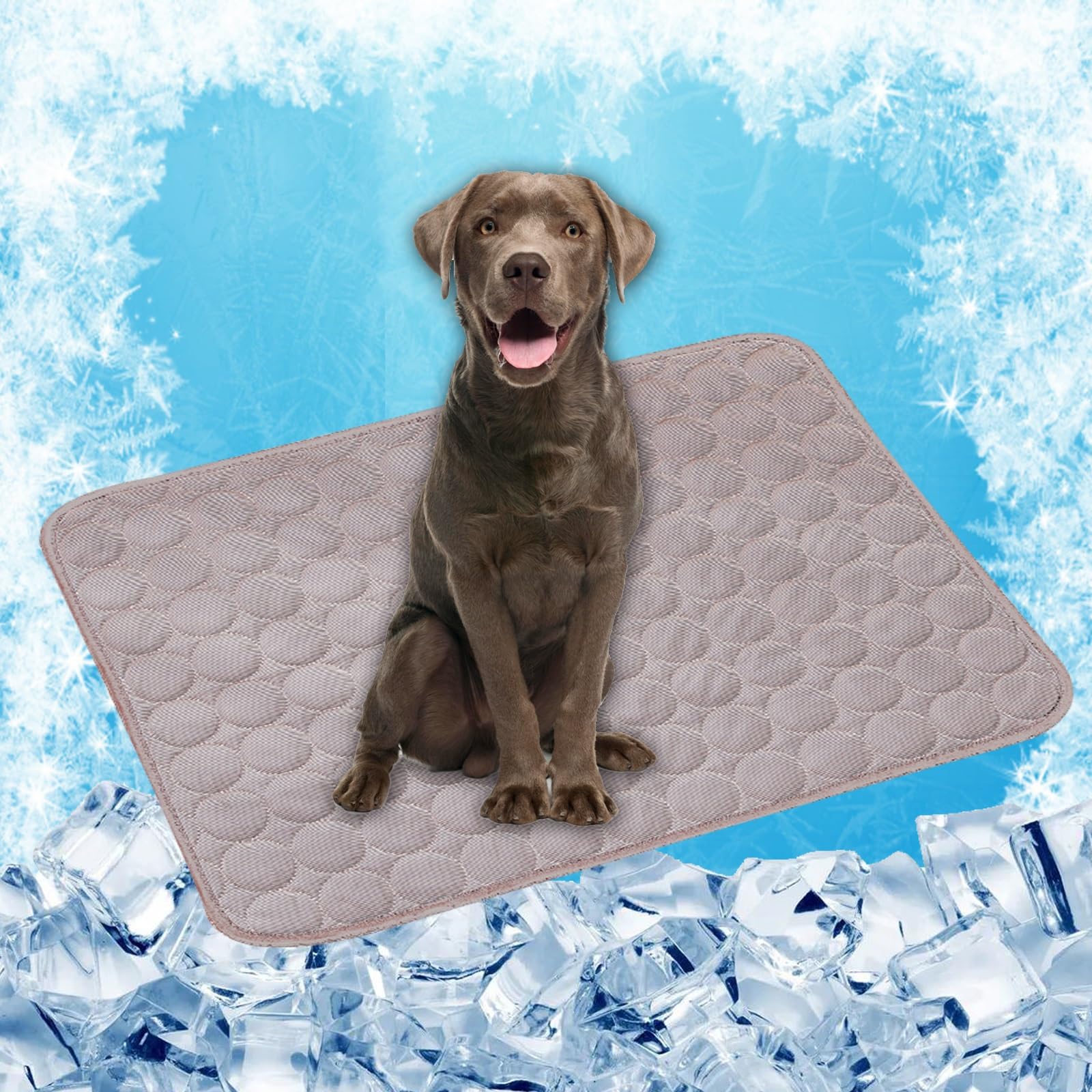 Tapis rafraîchissant pour chien LONGCAO 150x100 cm lavable marron