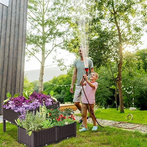 Miniatura 2 de Cama de jardín elevada con patas para macetas grandes para plantas al aire libre, macetas elevadas de plástico para jardín, macetas para patio,