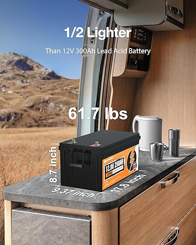 Miniatura 7 de ECO-WORTHY LiFePO4 - Paquete de 2 baterías de litio de 12 V 280 Ah, más de 6000 ciclos profundos, fosfato de hierro y litio, 7168 Wh, soporte en