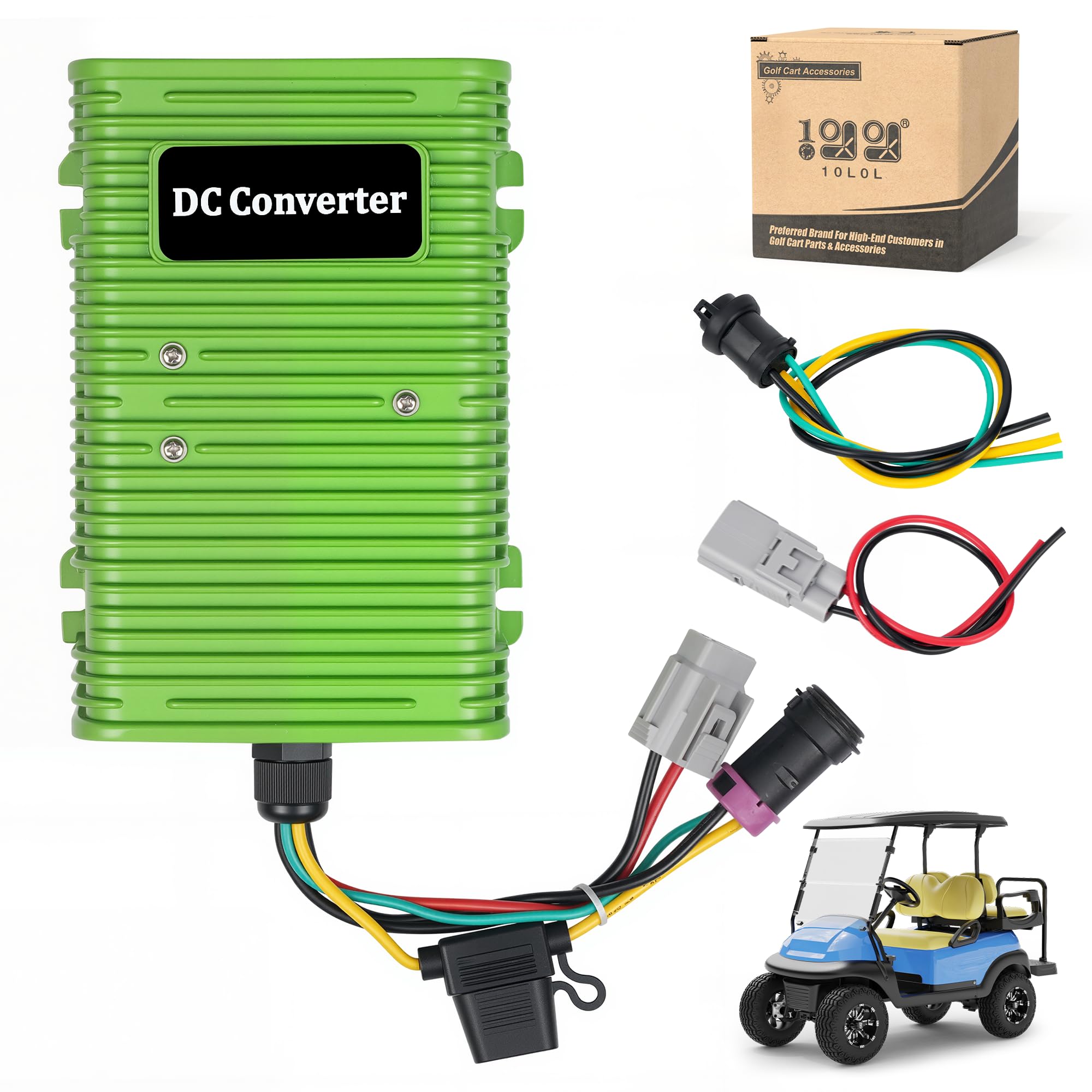 10L0L Golf Cart Voltage Reducer 36V-72V to 12V 30A 350W（Green）
