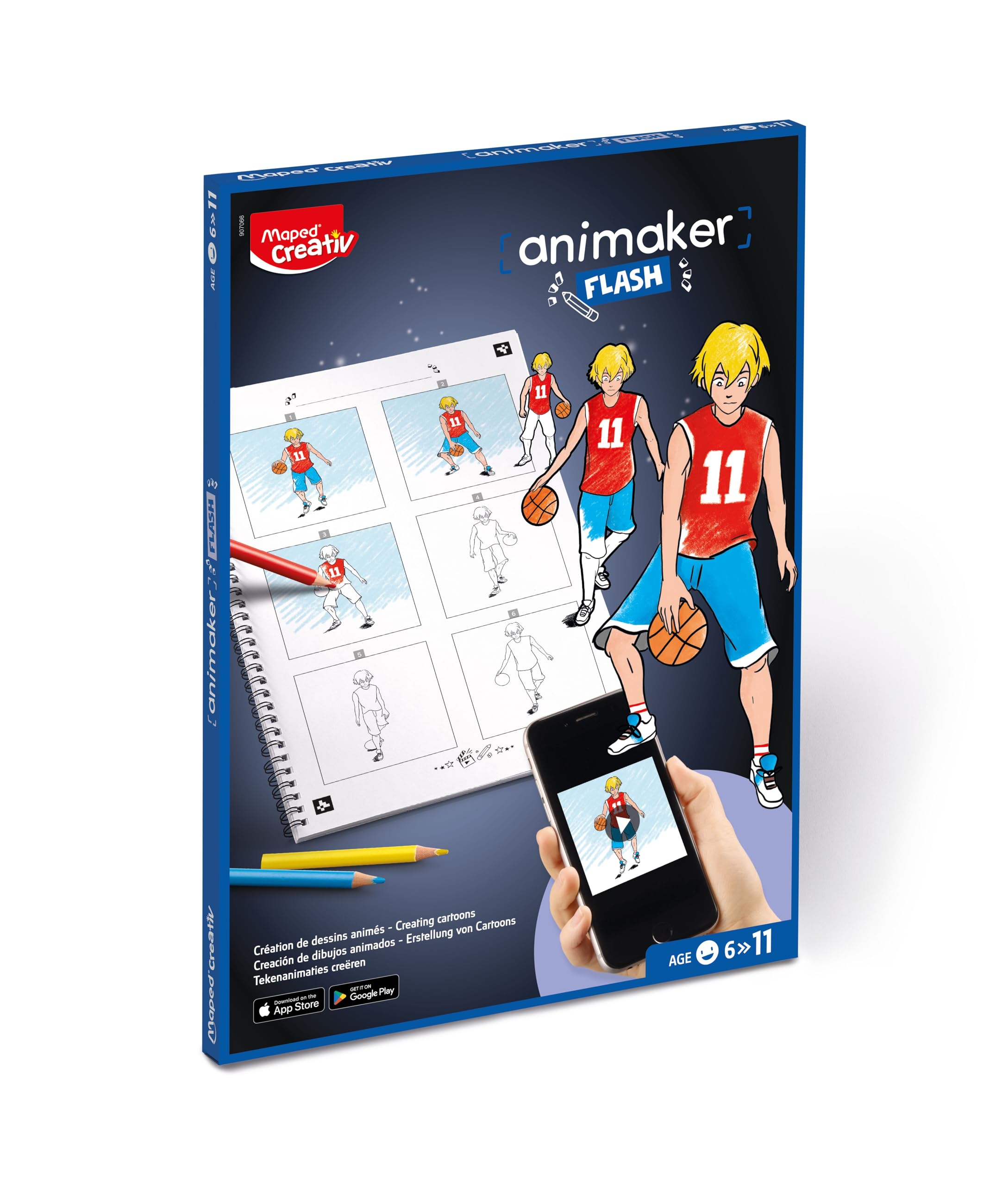 Maped Creativ Animaker Flip/Flash Set including Colouring Book and Pencils + Instructions for Animaker app (Flash Action)
