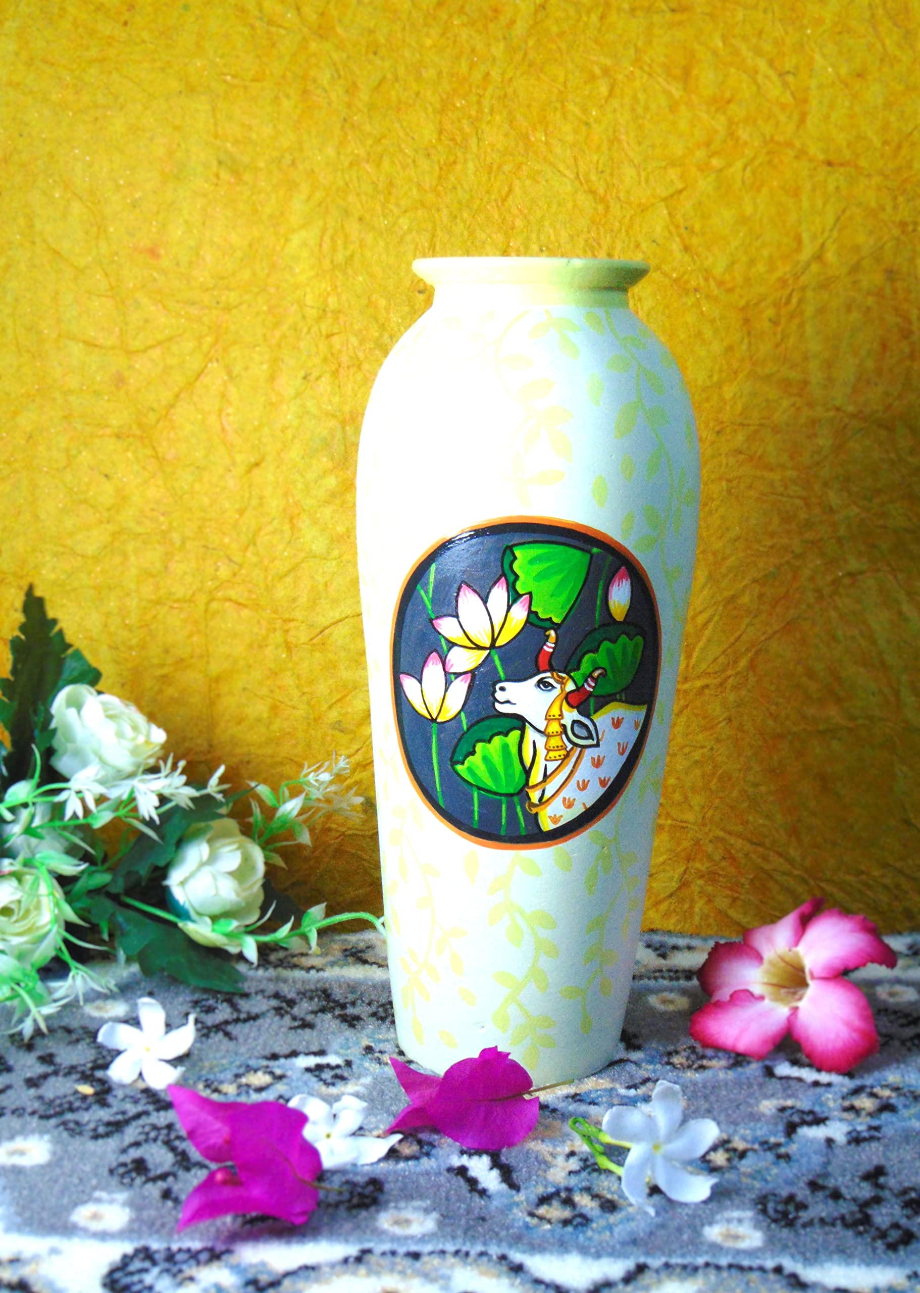 Buy 'Prime' Pichwai Painting Hand-Painted 10 inch Flower vase Home